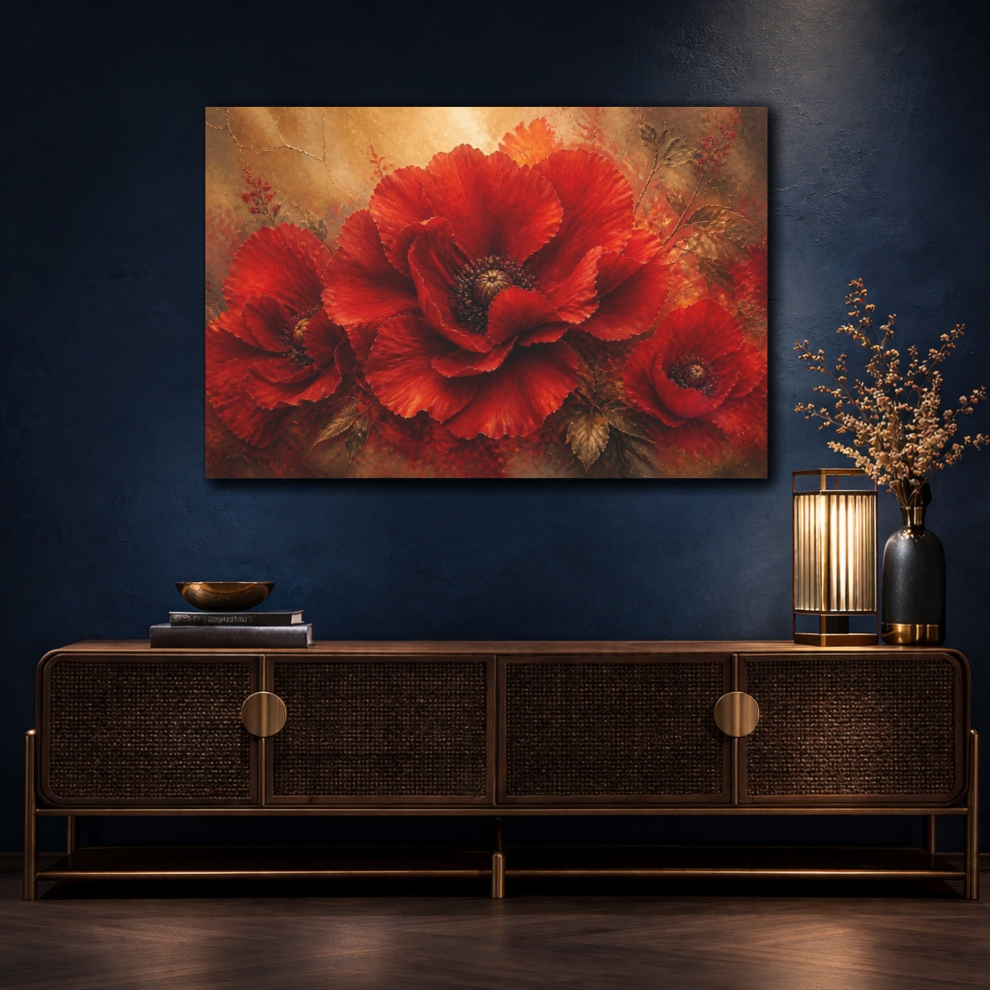 Mockup 4. Luxe Scarlet Poppy shown as canvas print