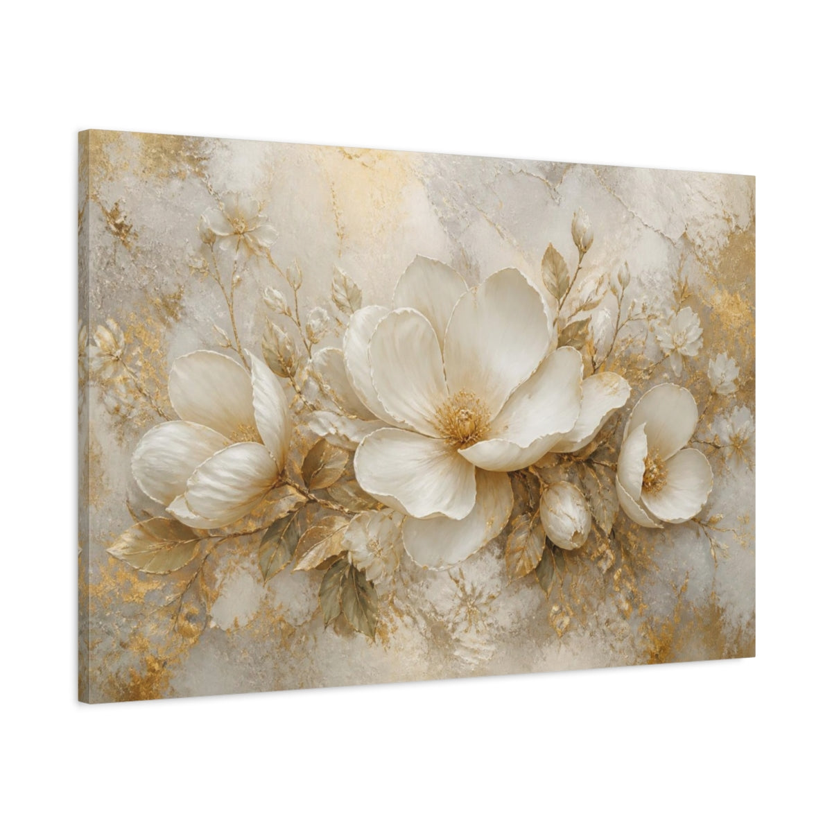 Main Mockup. Luxurious White Blooms shown as canvas print