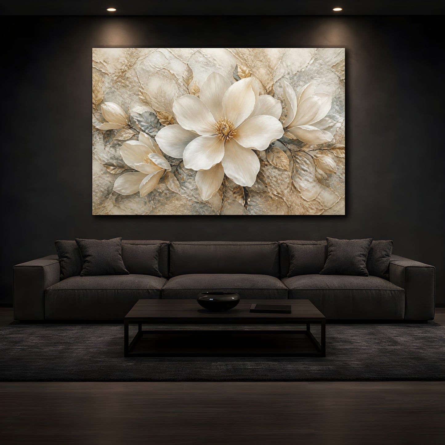 Mockup 3. Luxurious White Magnolia shown as canvas print