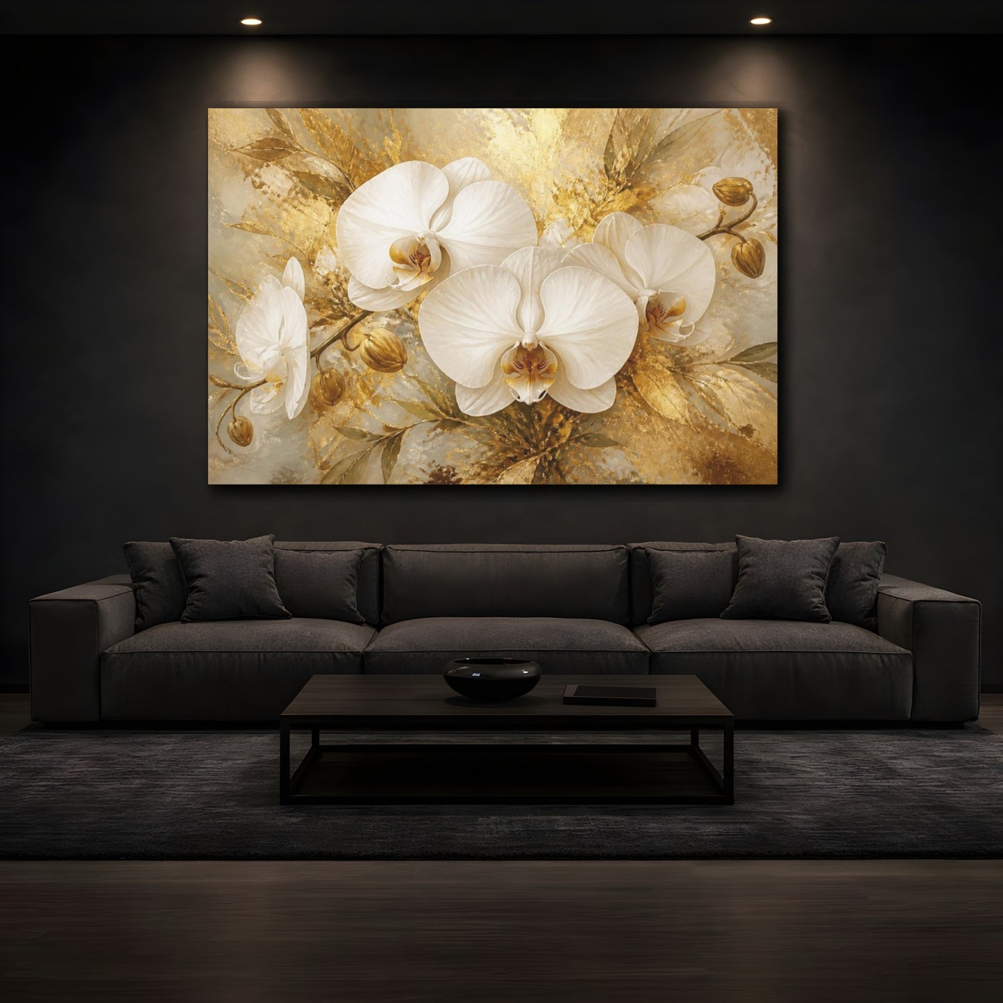 Mockup 3. Luxurious White Orchid shown as canvas print