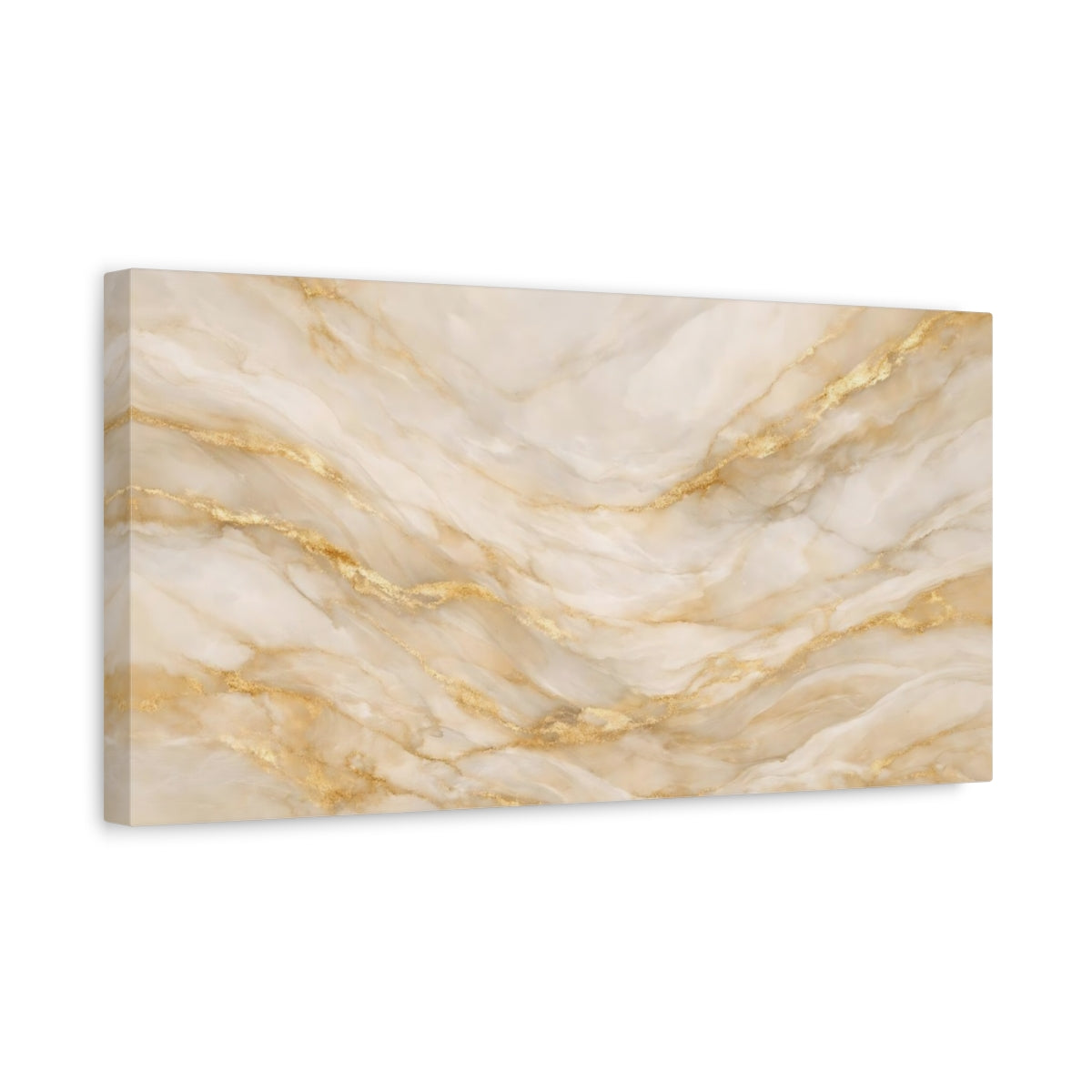 Side Mockup 3. Abstract Marble Texture Beige Gold Marble shown as stretched canvas wall art