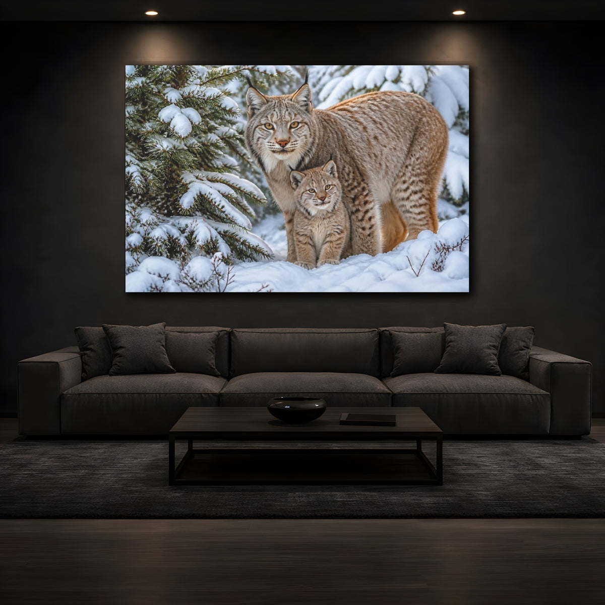 Mockup 3. Lynx Family Animals Portrait shown as canvas print