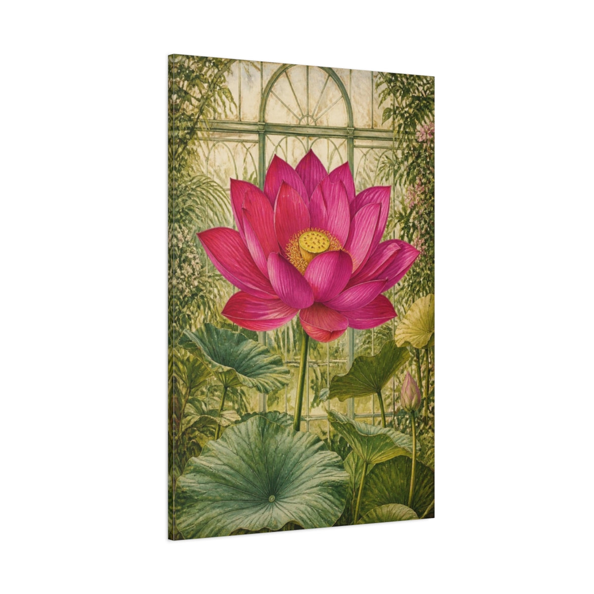 Side Mockup 1. Magenta Lotus Flower shown as canvas print