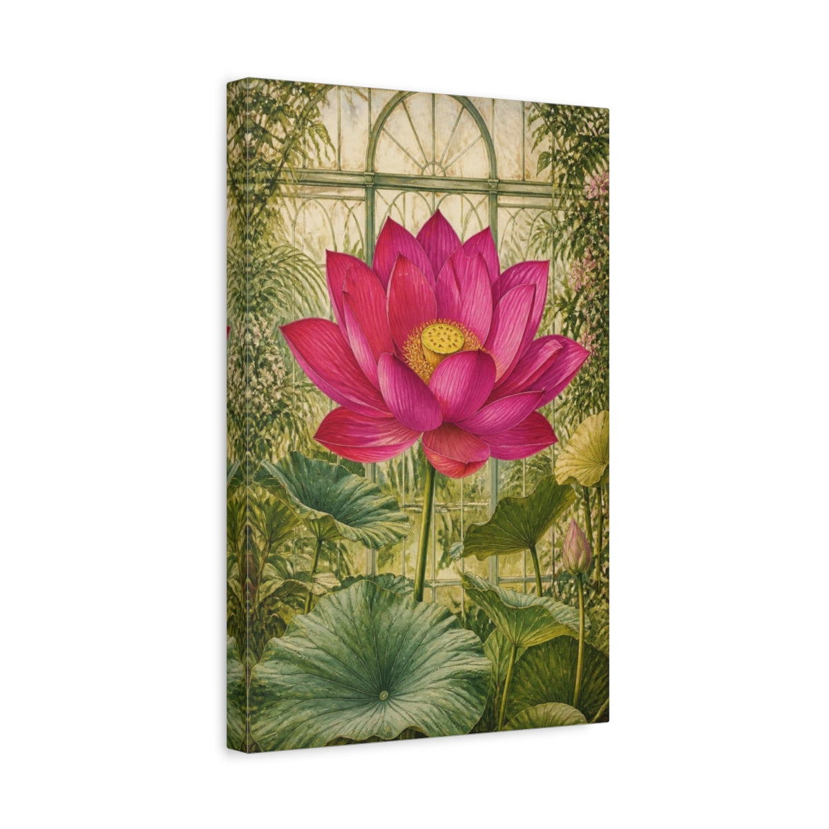 Side Mockup 4. Magenta Lotus Flower shown as canvas print