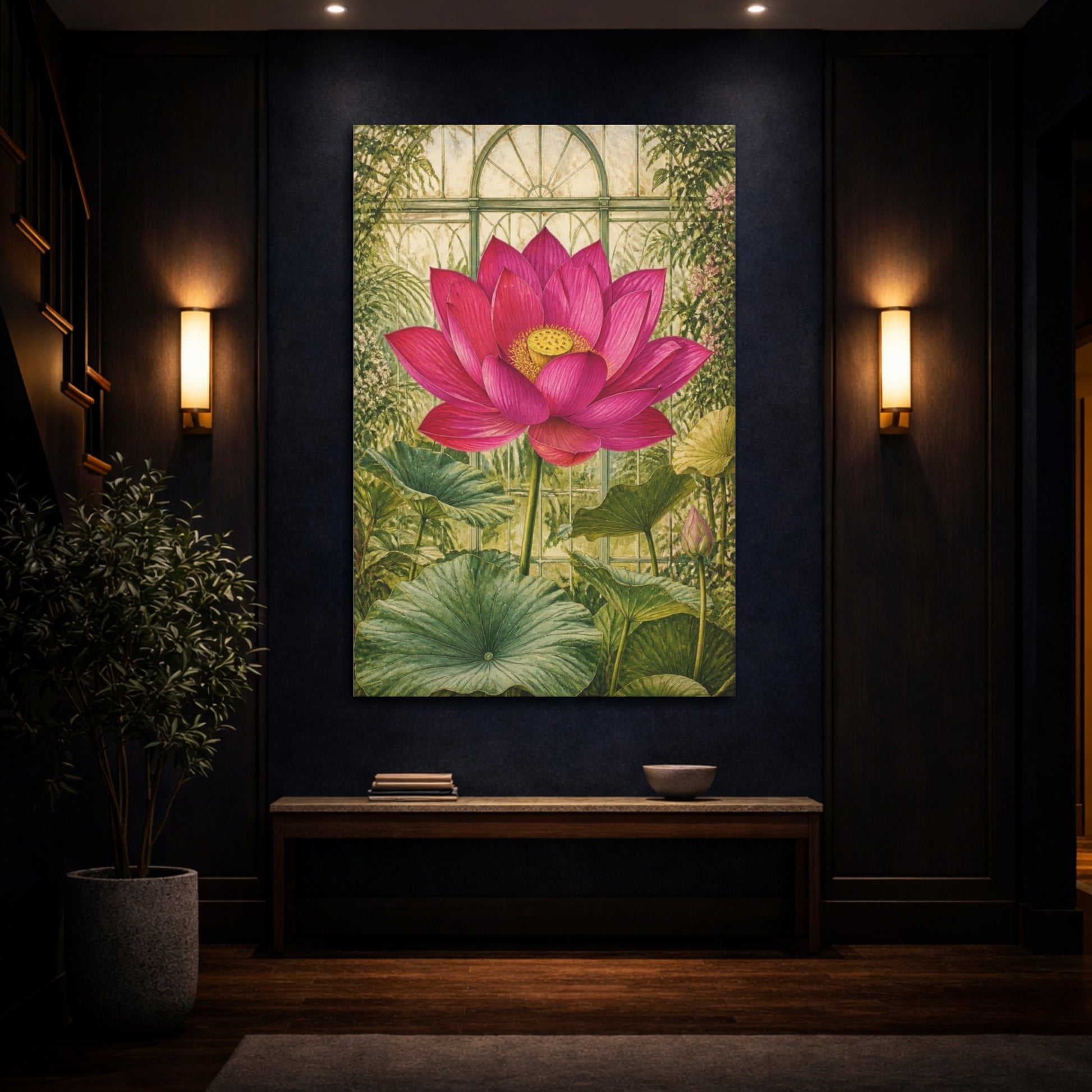 Mockup 4. Magenta Lotus Flower shown as canvas print