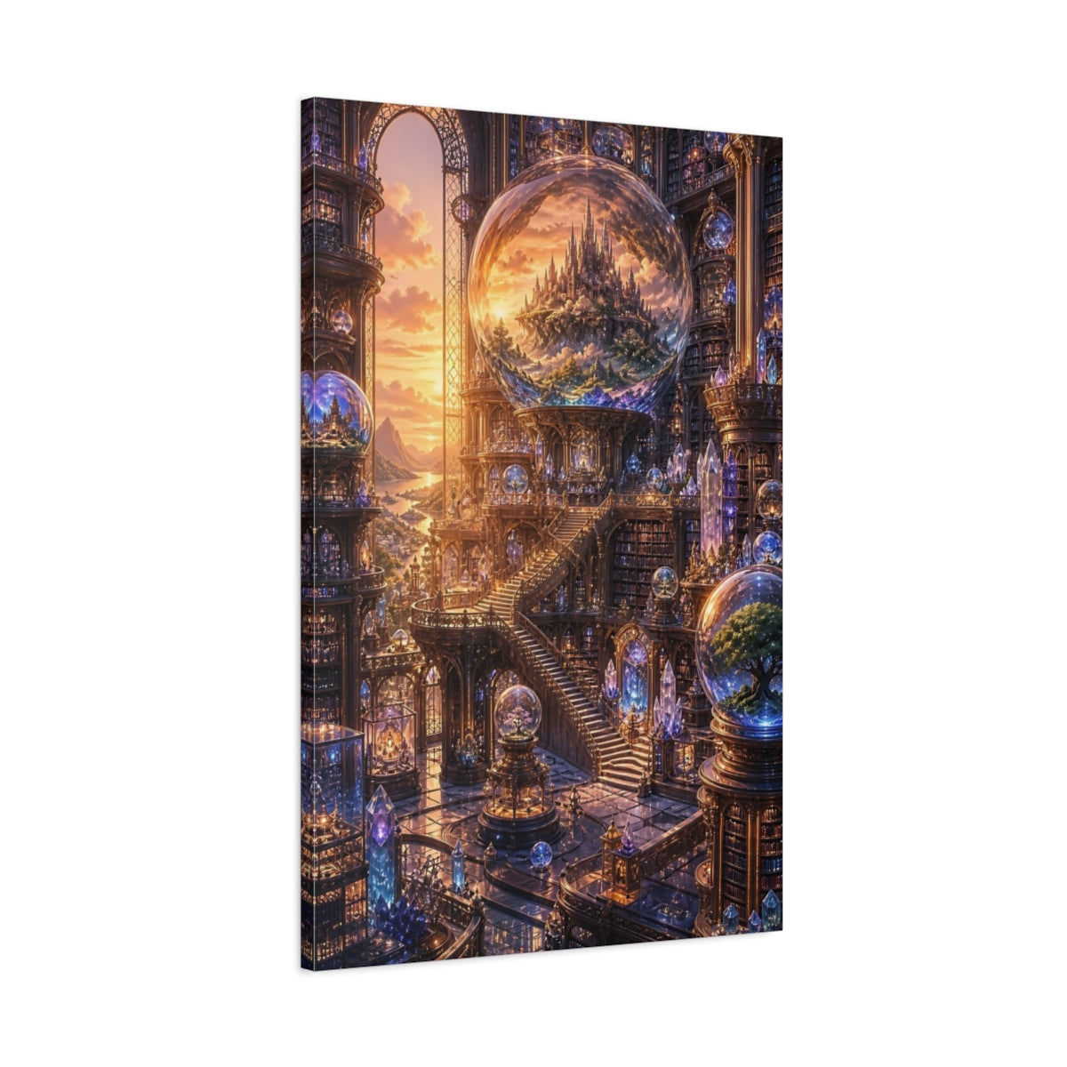 Main Mockup. Magic Library With Castle Globe shown as canvas print