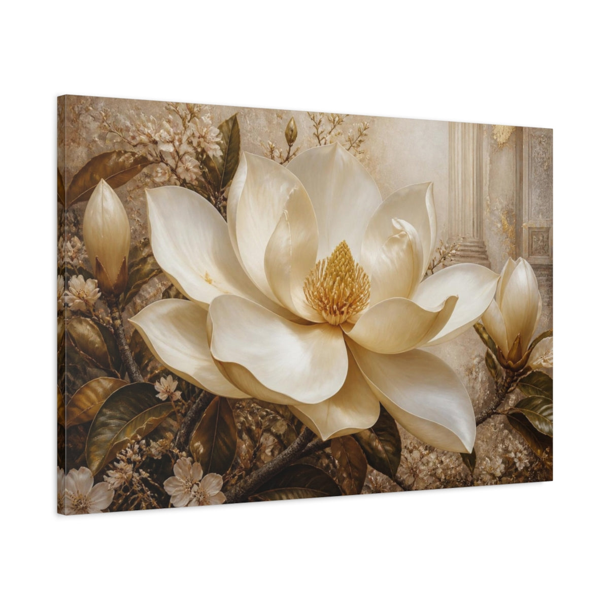 Main Mockup. Magnolia Floral Elegance shown as canvas print