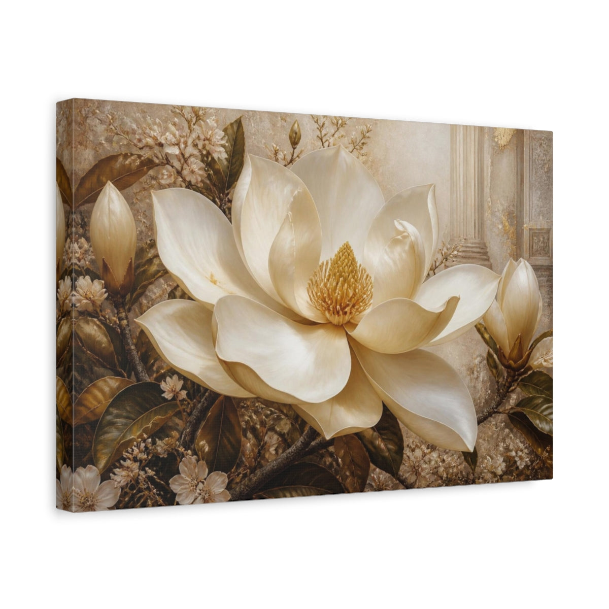 Side Mockup 4. Magnolia Floral Elegance shown as canvas print
