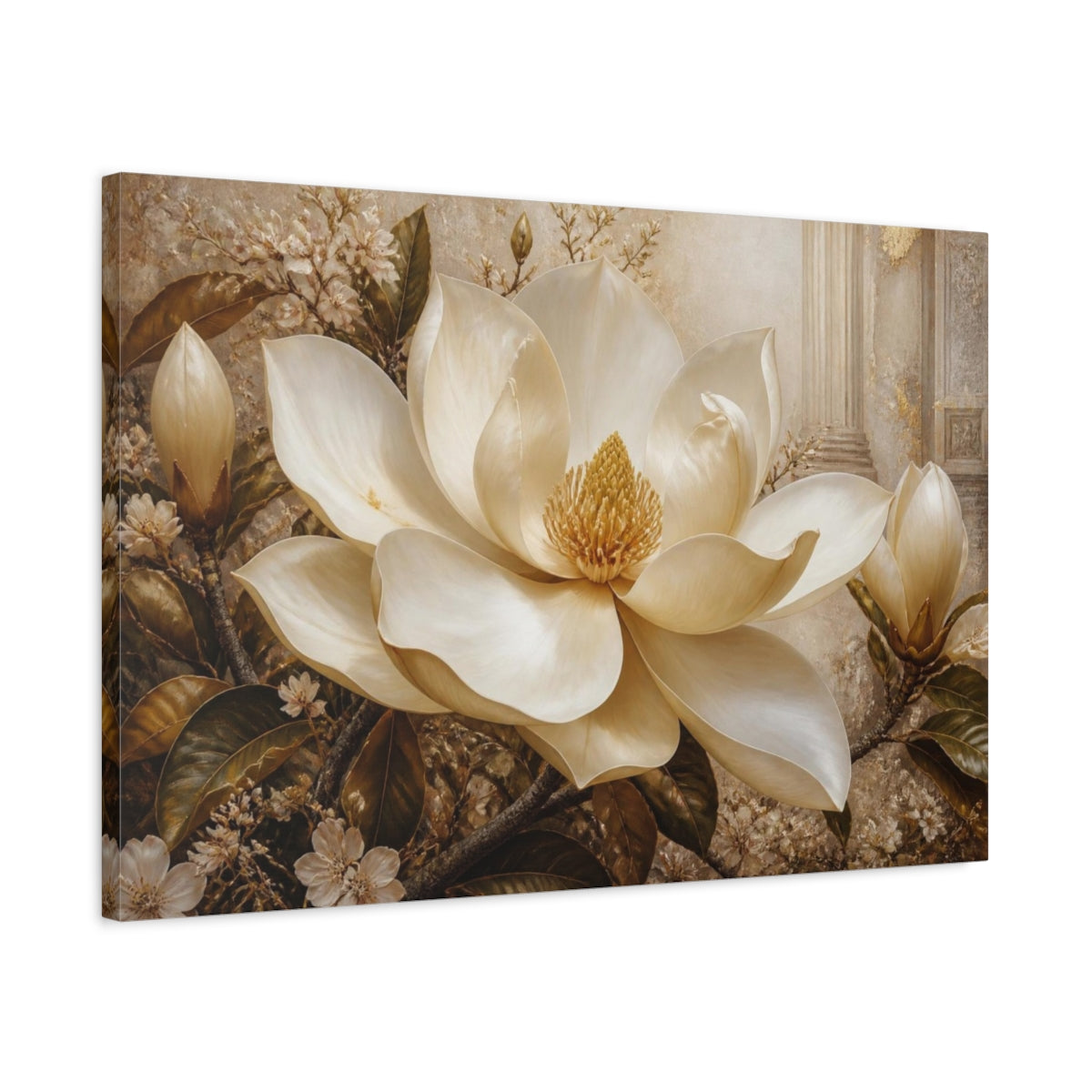 Side Mockup 2. Magnolia Floral Elegance shown as canvas print