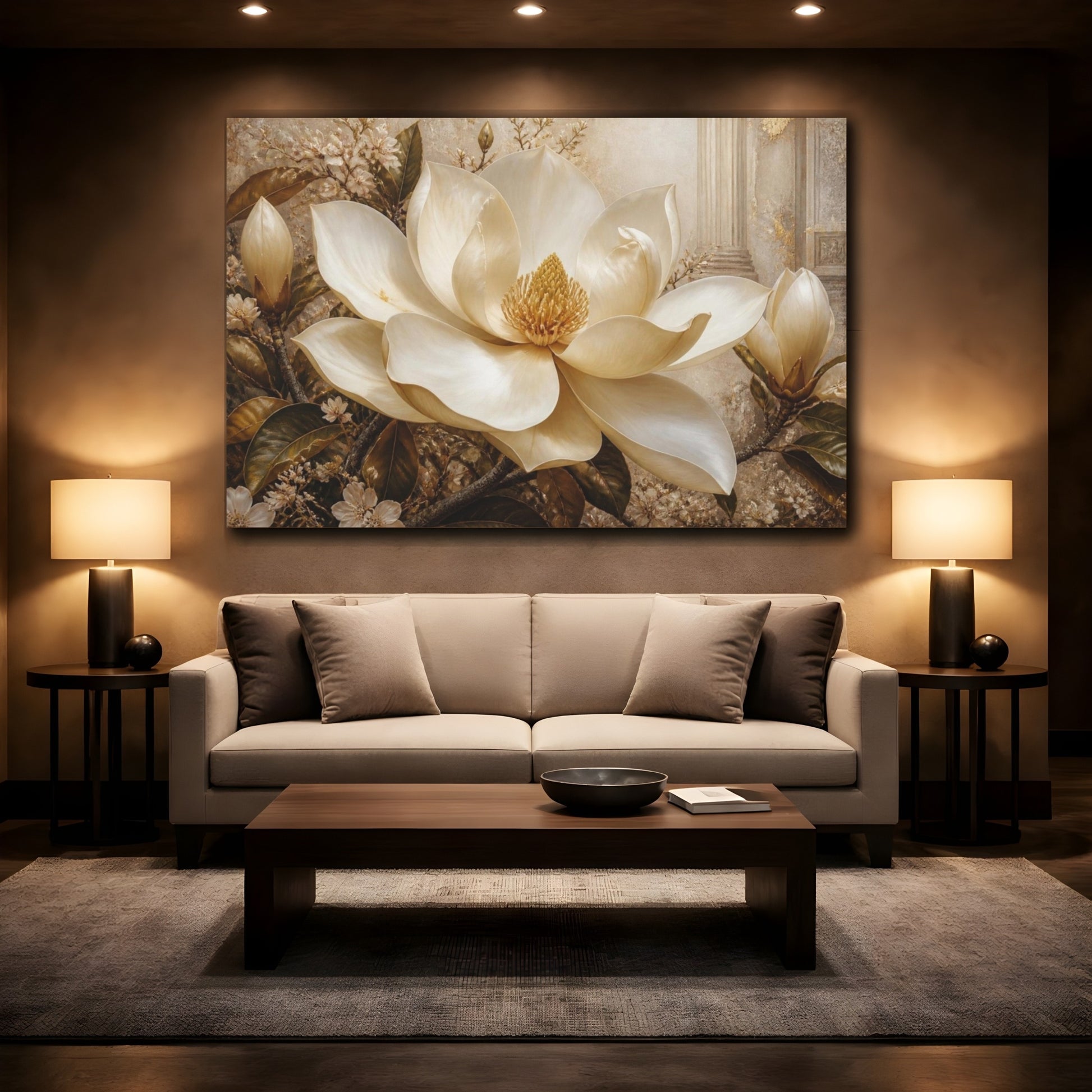 Mockup 2. Magnolia Floral Elegance shown as canvas print