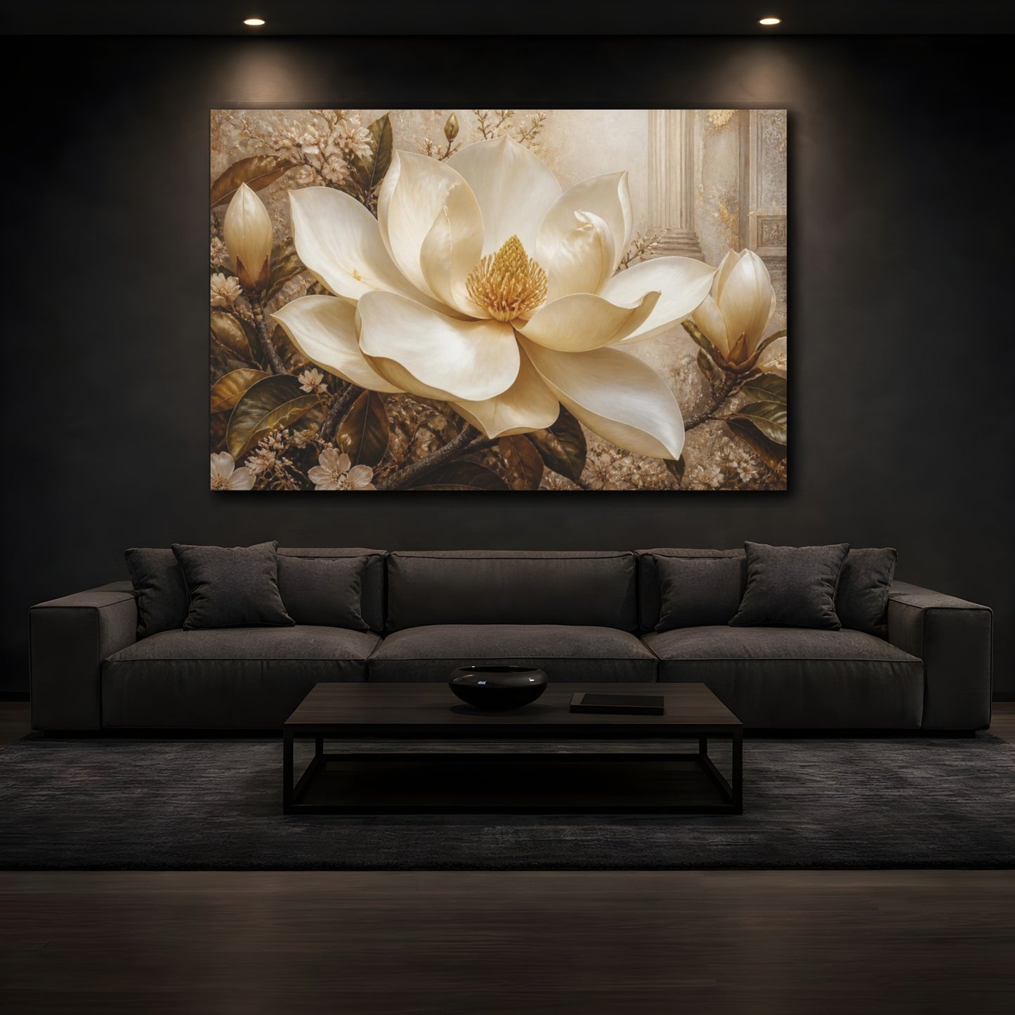 Mockup 3. Magnolia Floral Elegance shown as canvas print