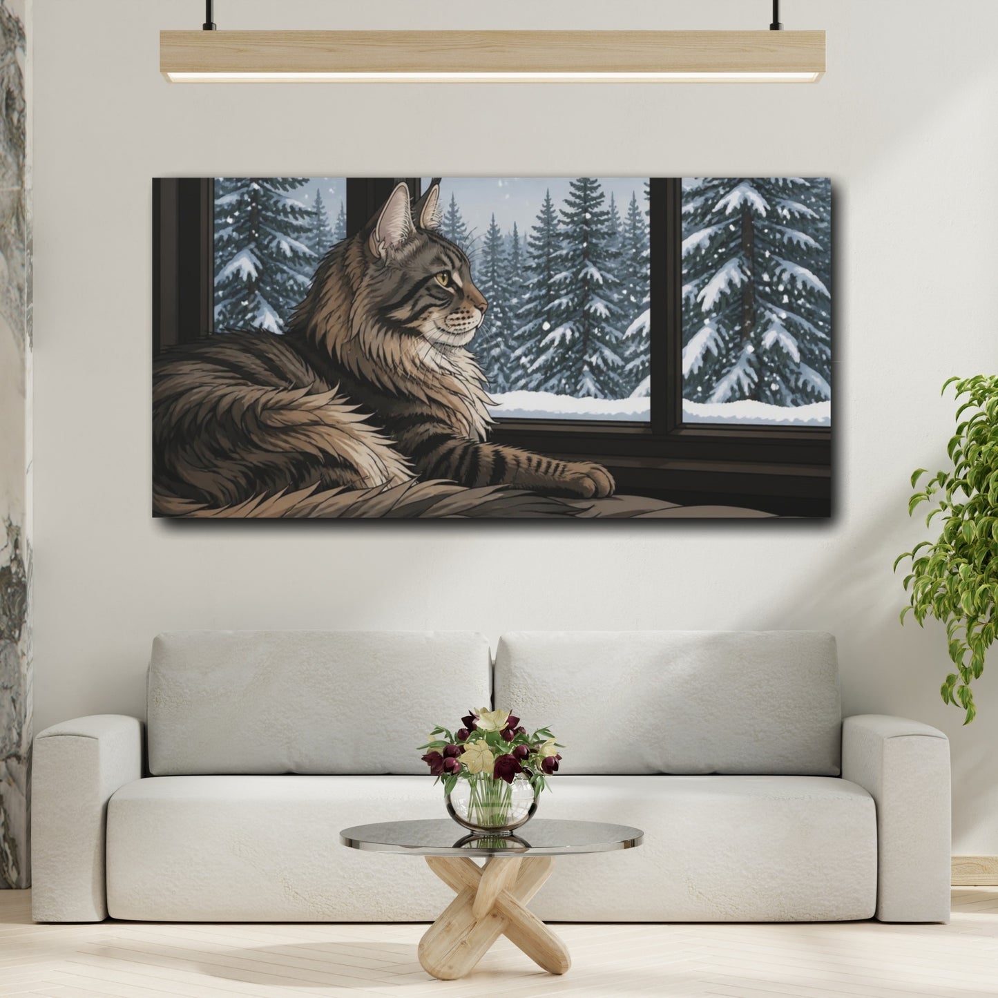 Mockup 2. Maine Coon Pet At Window shown as canvas print