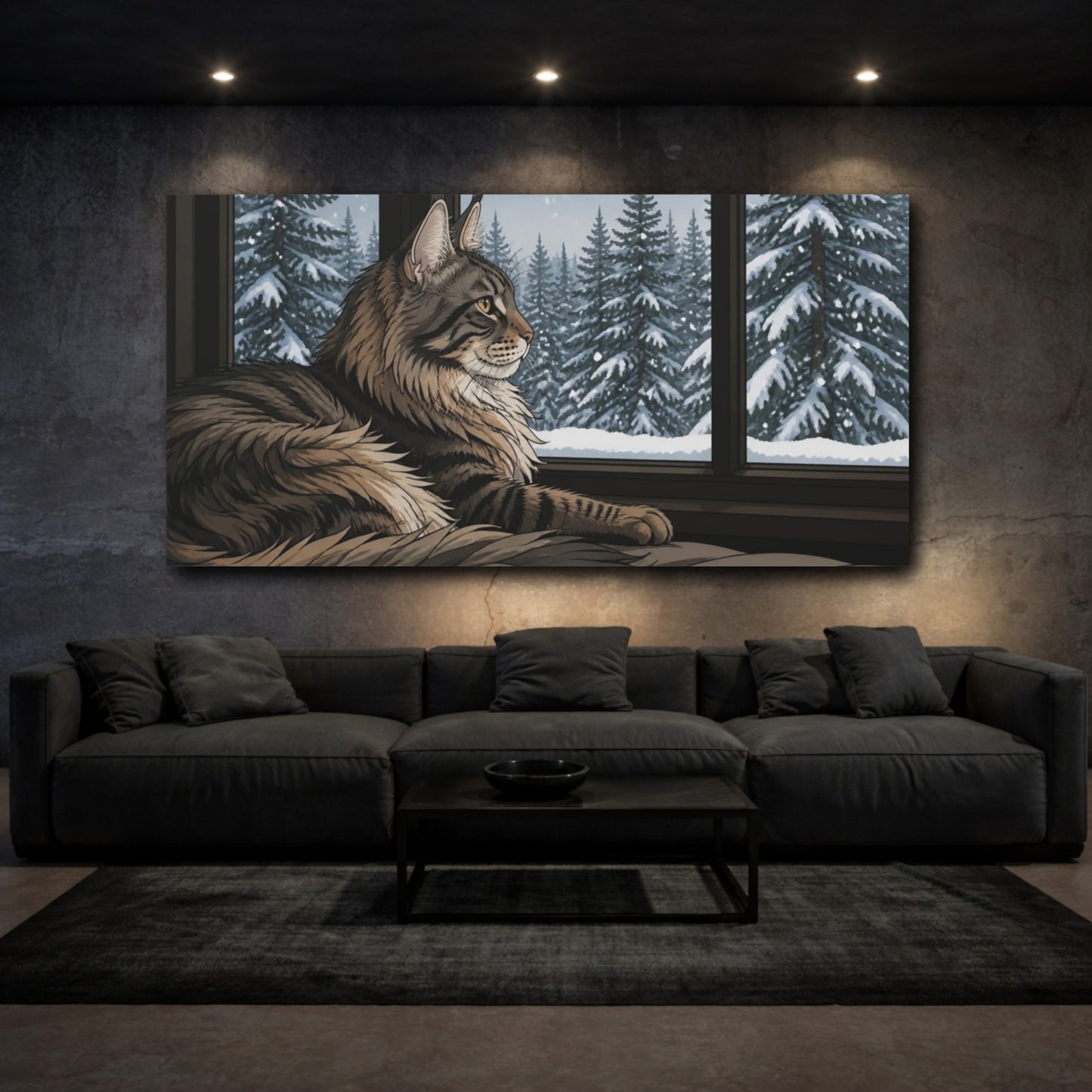 Mockup 3. Maine Coon Pet At Window shown as canvas print