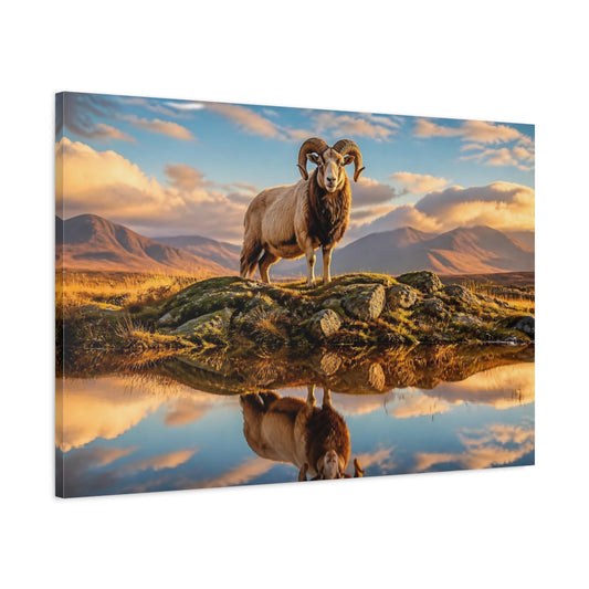 Main Mockup. Majestic Animal Ram shown as canvas print