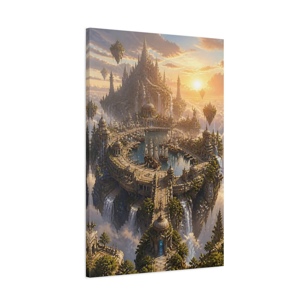 Main Mockup. Majestic Floating City Harbor shown as canvas print