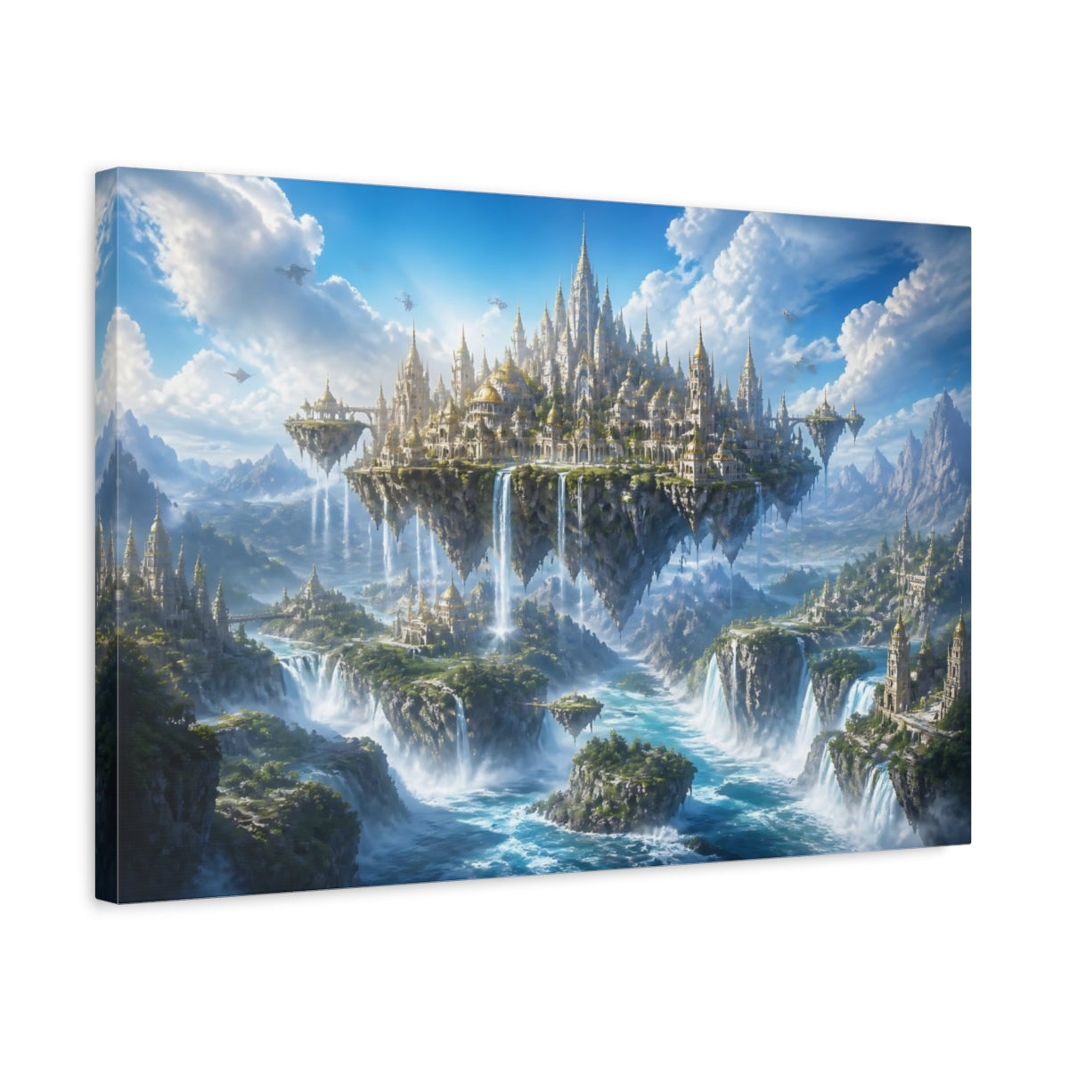 Side Mockup 3. Majestic Floating Kingdom shown as canvas print