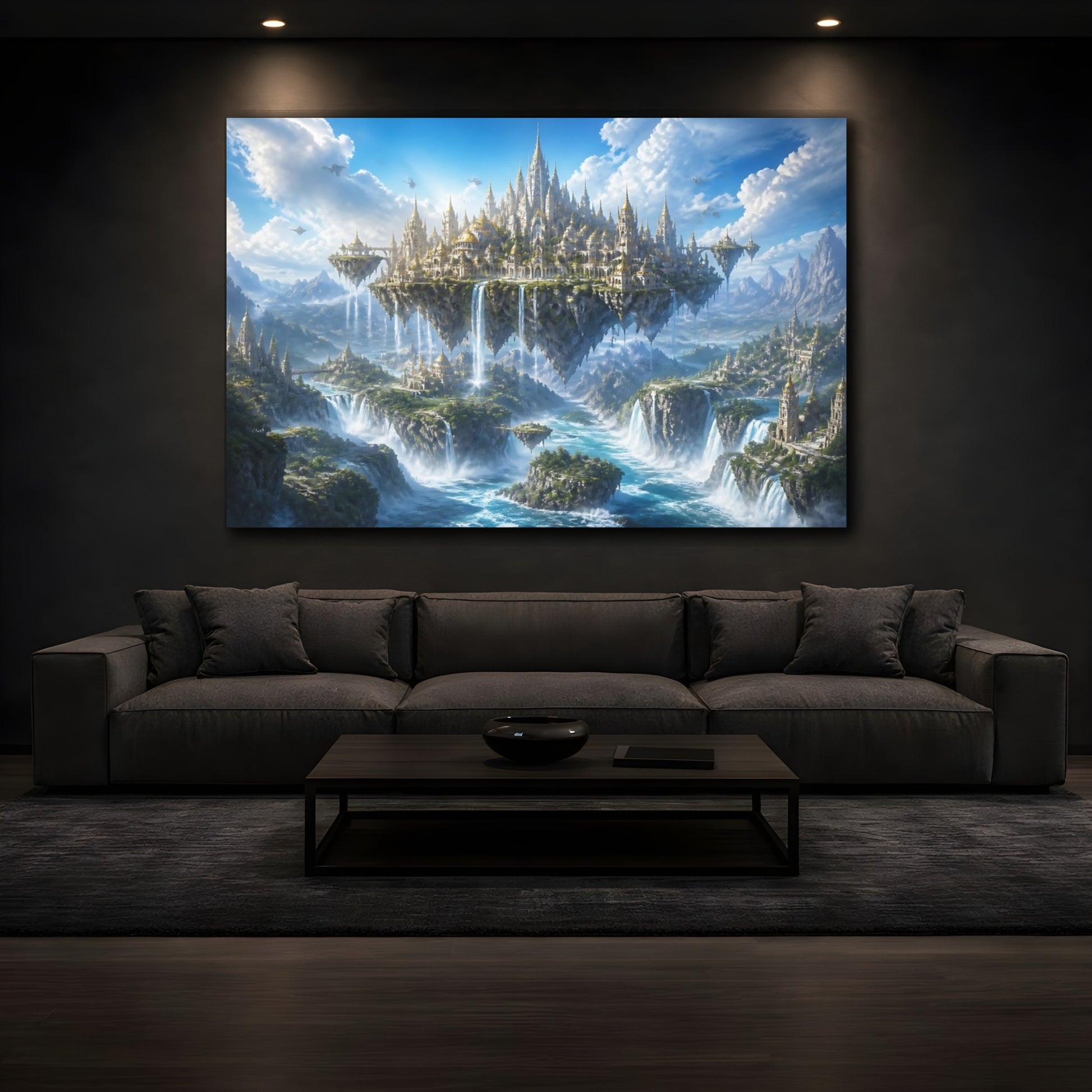 Mockup 3. Majestic Floating Kingdom shown as canvas print