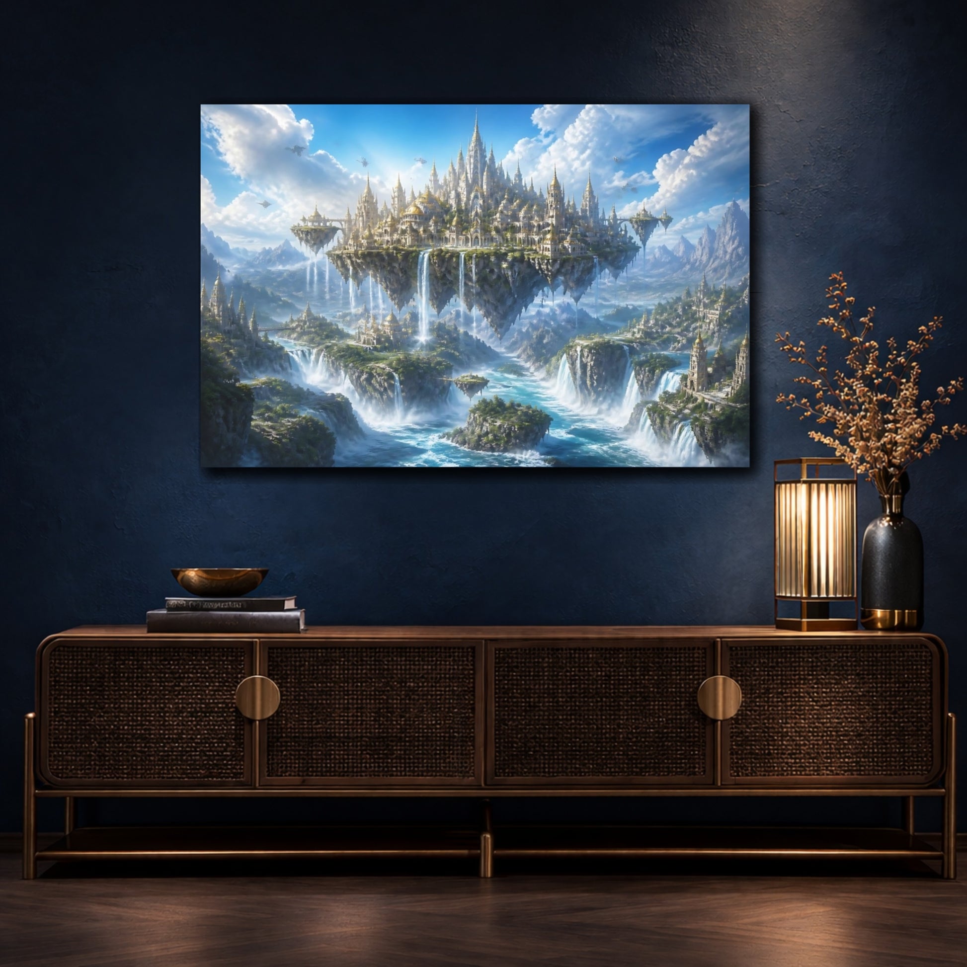 Mockup 4. Majestic Floating Kingdom shown as canvas print