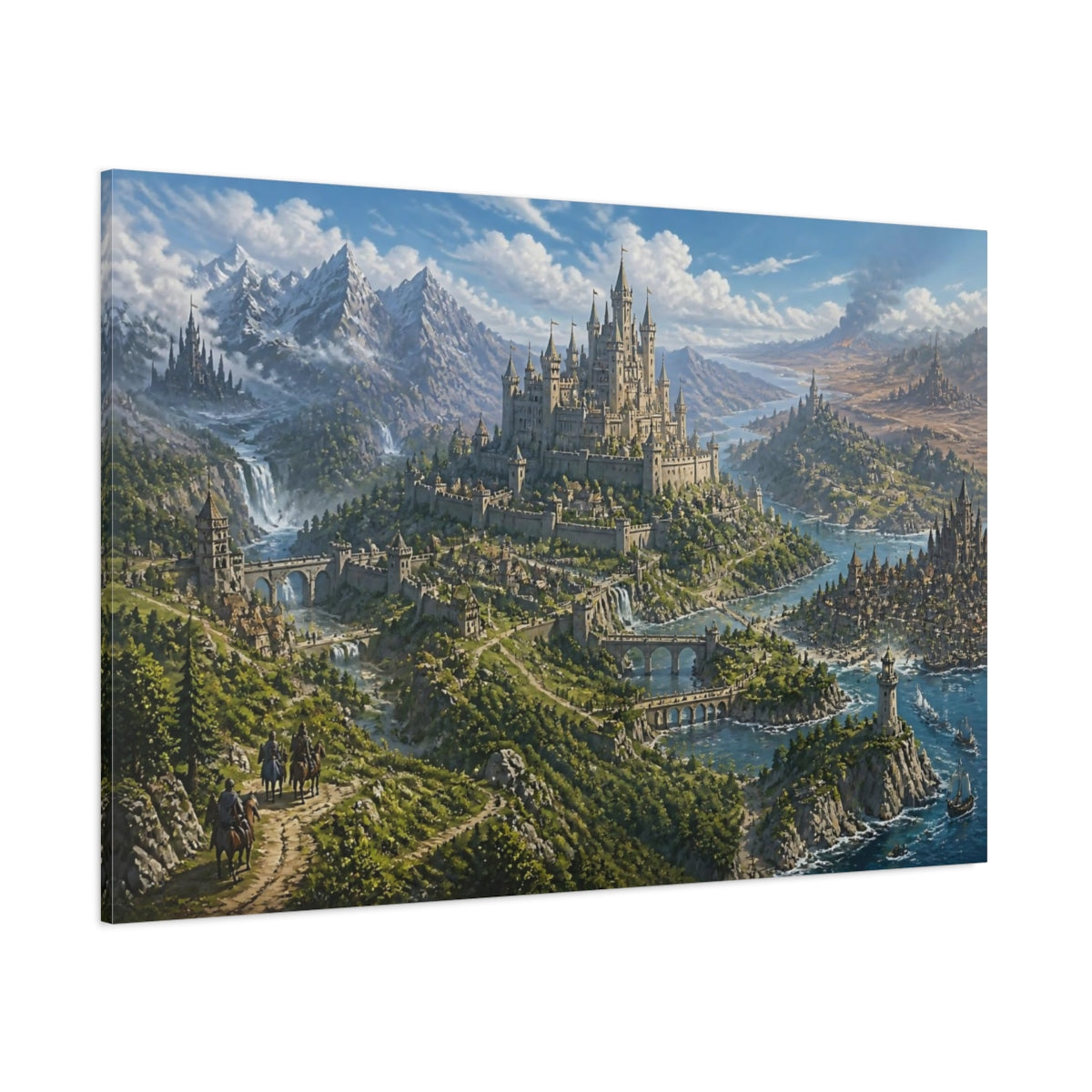 Side Mockup 1. Majestic Hilltop Castle shown as canvas print