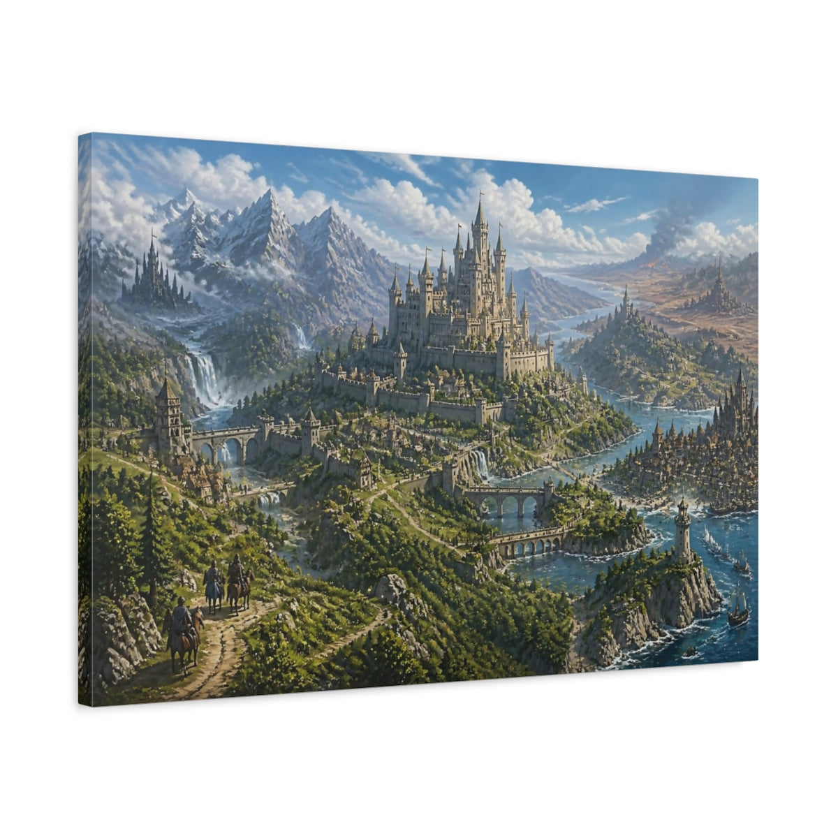 Side Mockup 2. Majestic Hilltop Castle shown as canvas print