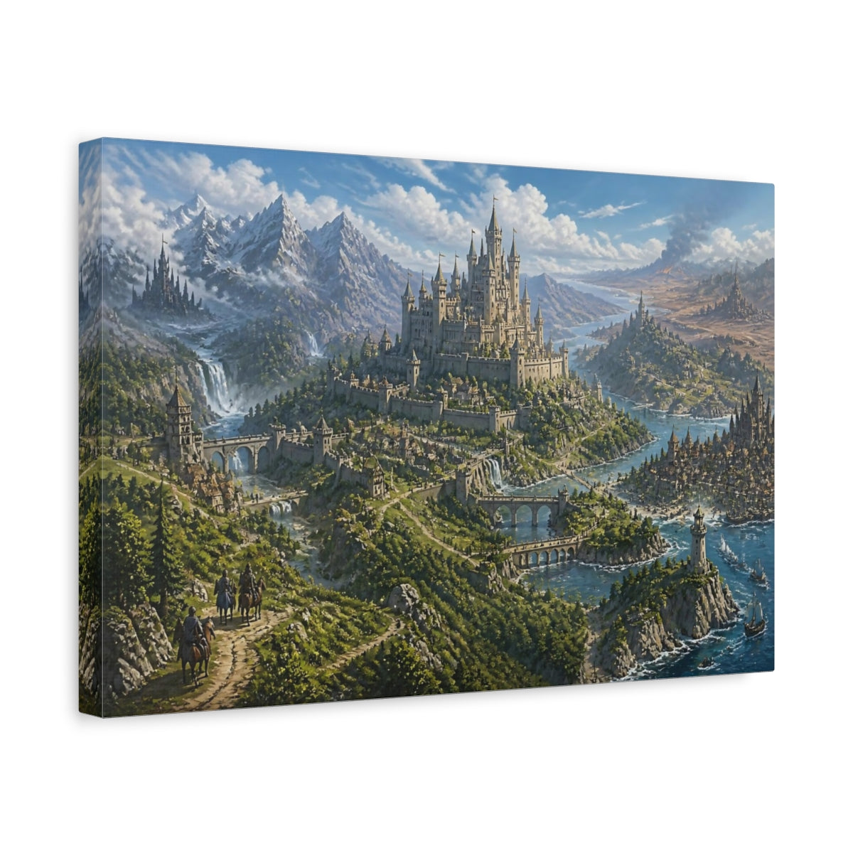 Side Mockup 4. Majestic Hilltop Castle shown as canvas print