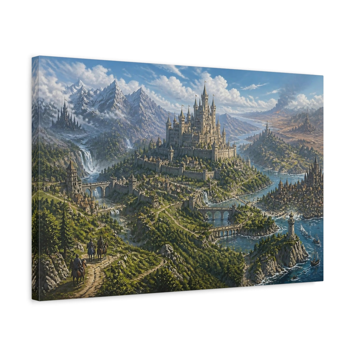 Side Mockup 3. Majestic Hilltop Castle shown as canvas print
