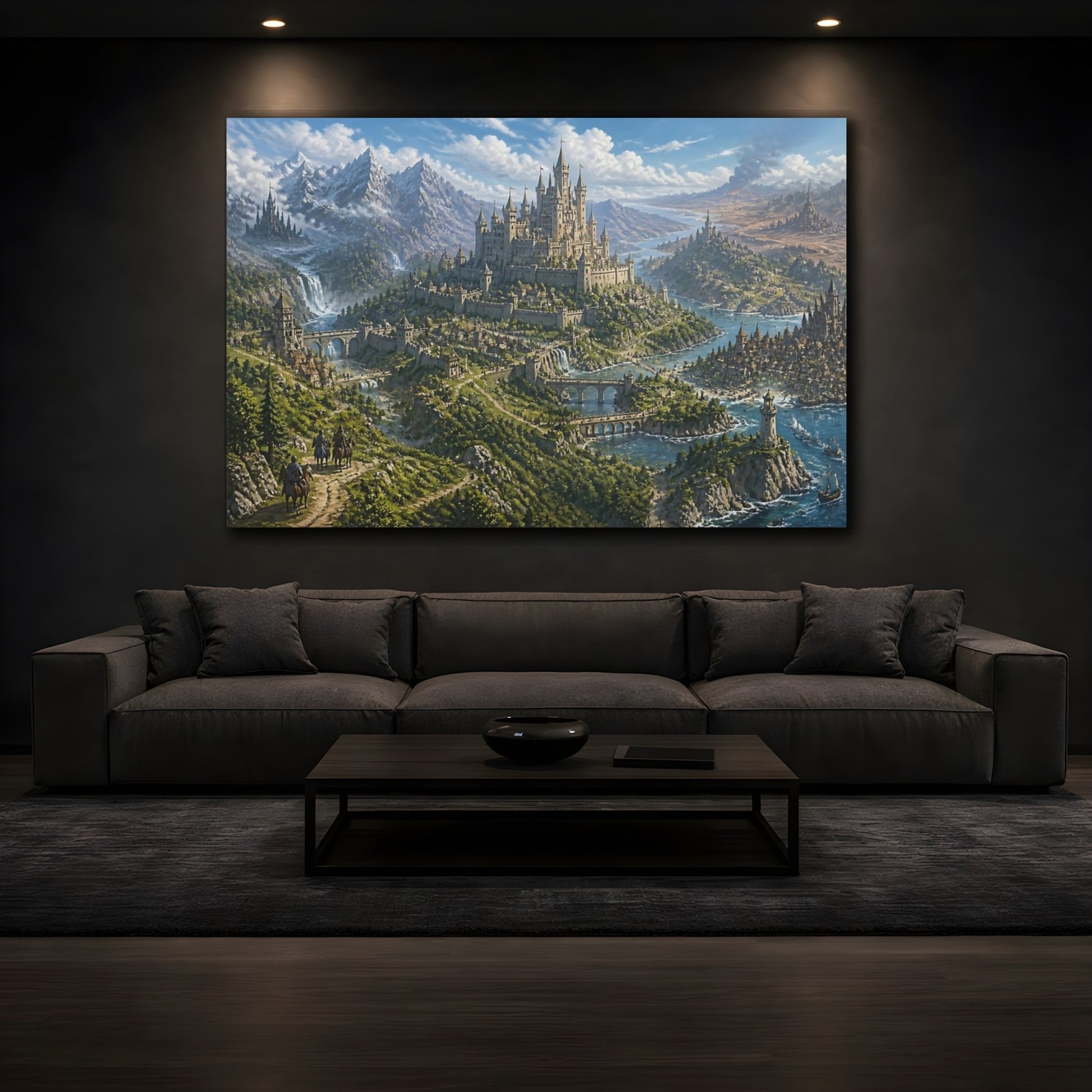 Mockup 3. Majestic Hilltop Castle shown as canvas print