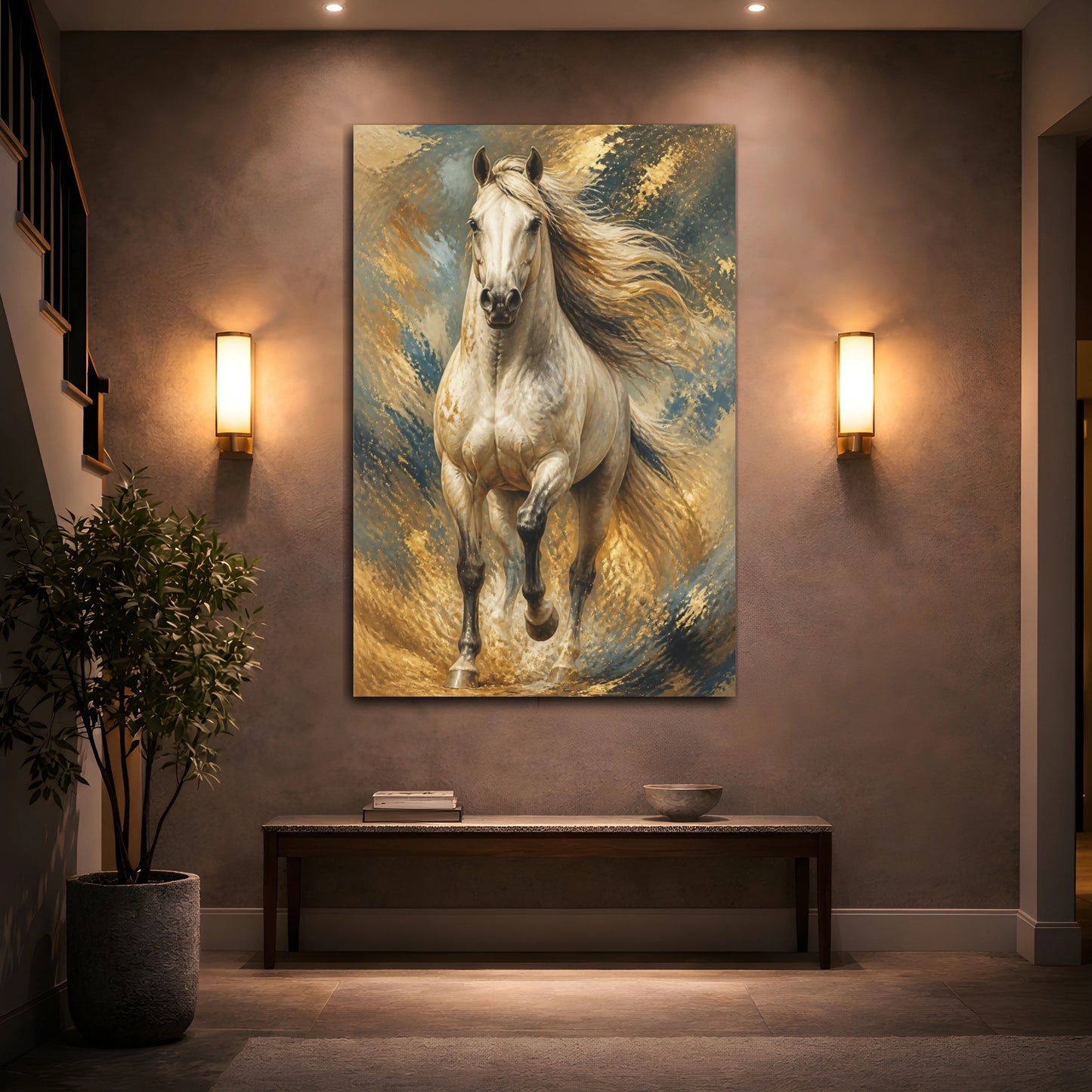 Mockup 2. Majestic Horse - Animals shown as canvas print