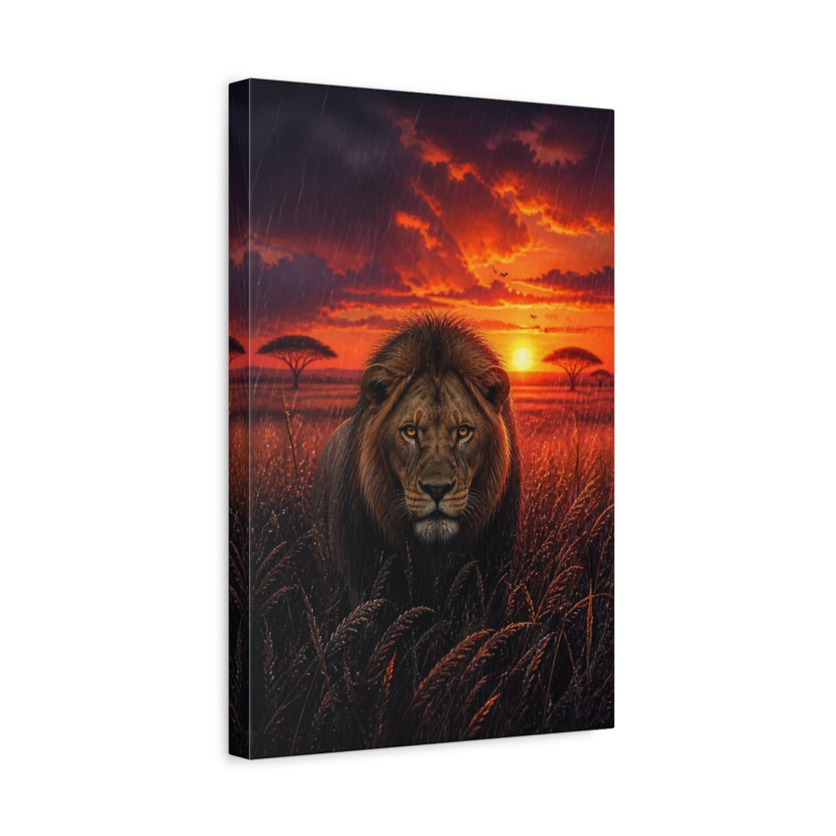 Side Mockup 4. Majestic Lion Animals shown as canvas print