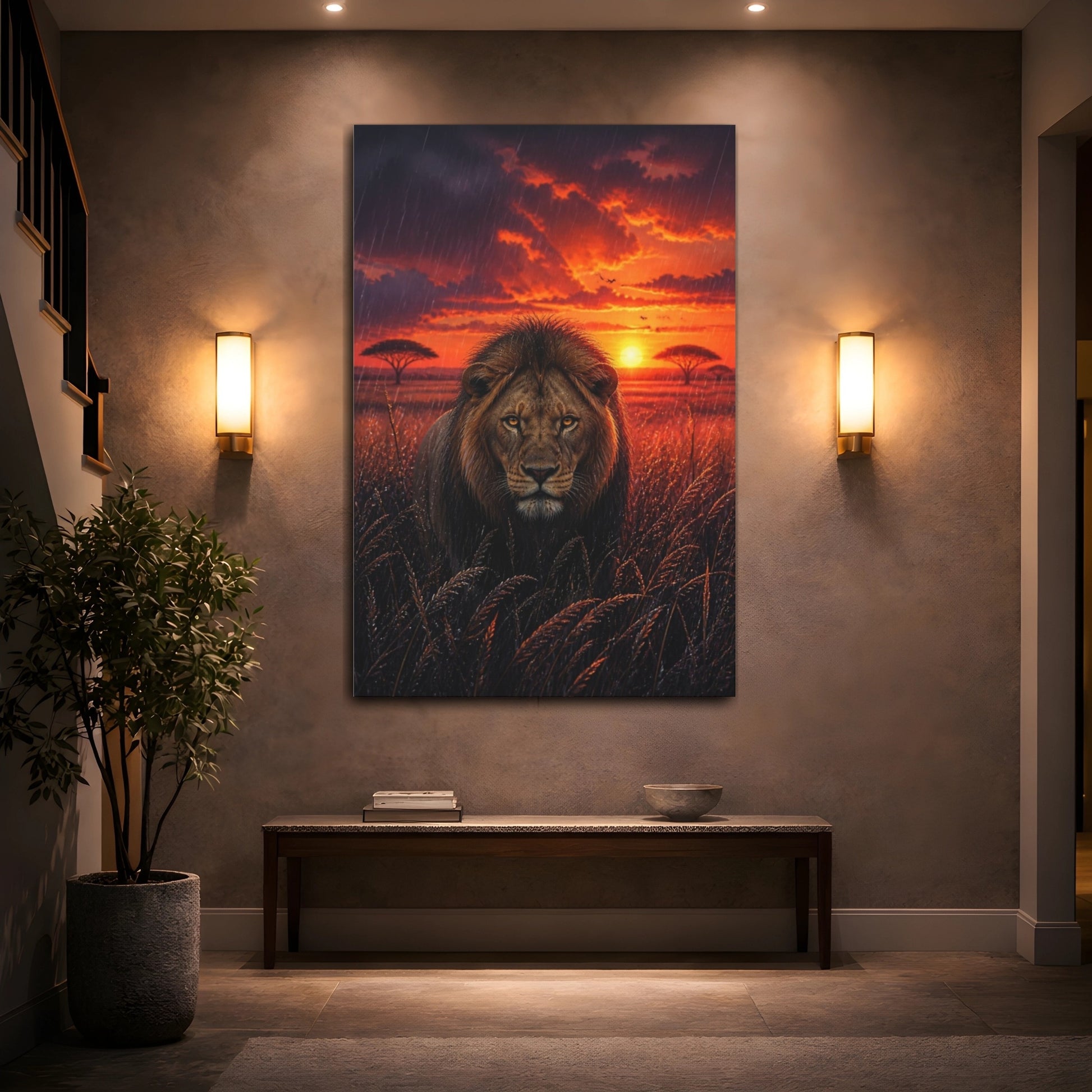 Mockup 2. Majestic Lion Animals shown as canvas print