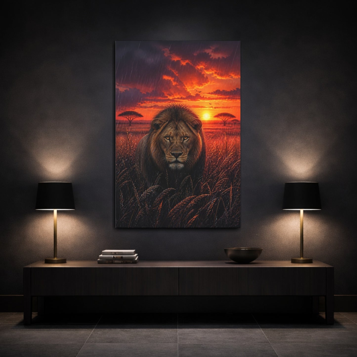 Mockup 3. Majestic Lion Animals shown as canvas print