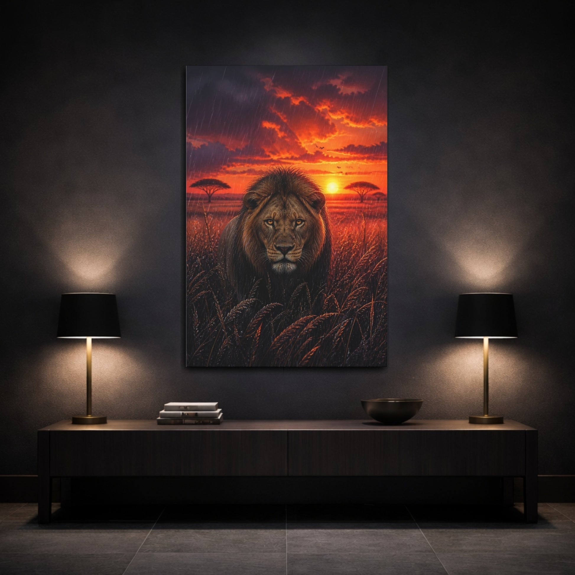 Mockup 3. Majestic Lion Animals shown as canvas print