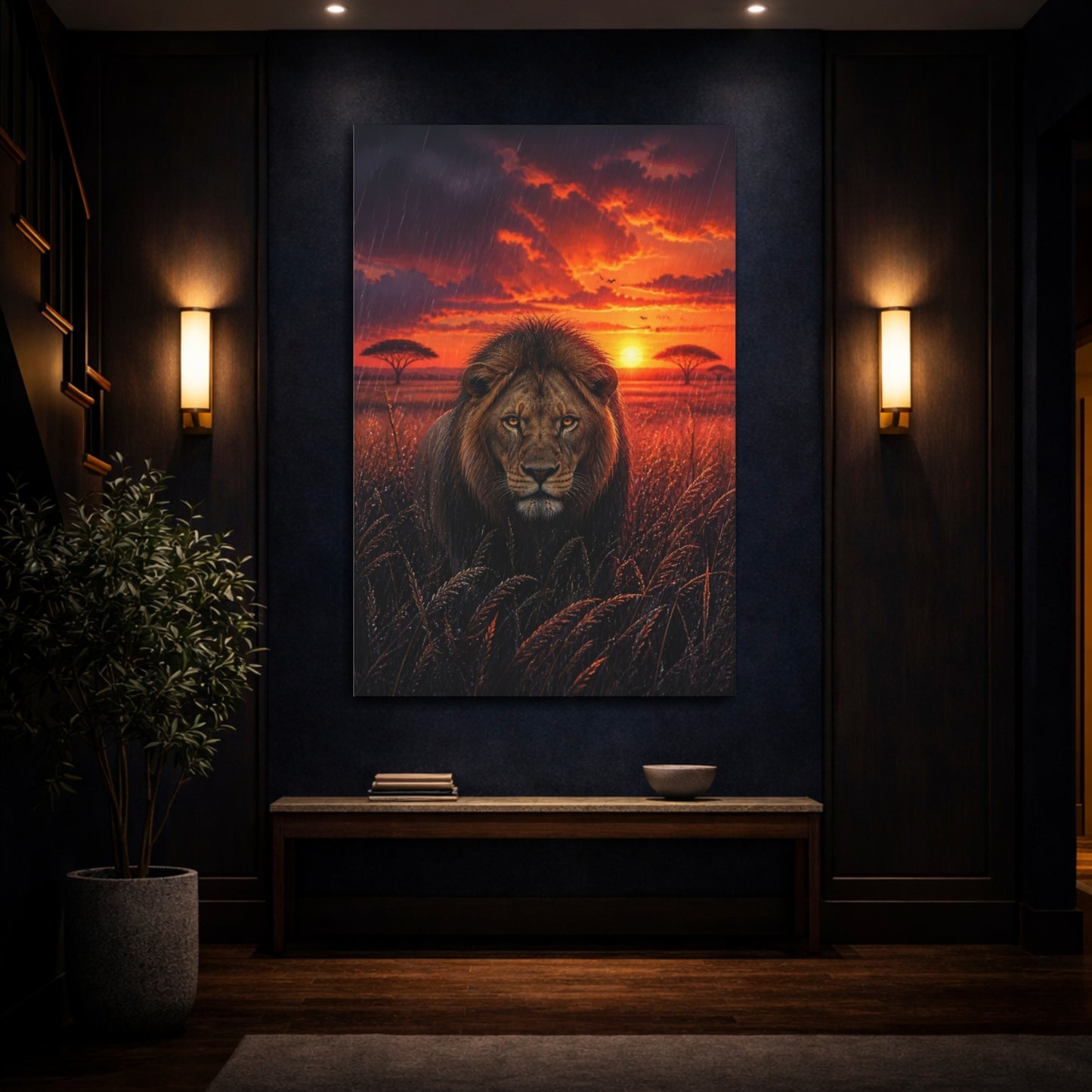 Mockup 4. Majestic Lion Animals shown as canvas print
