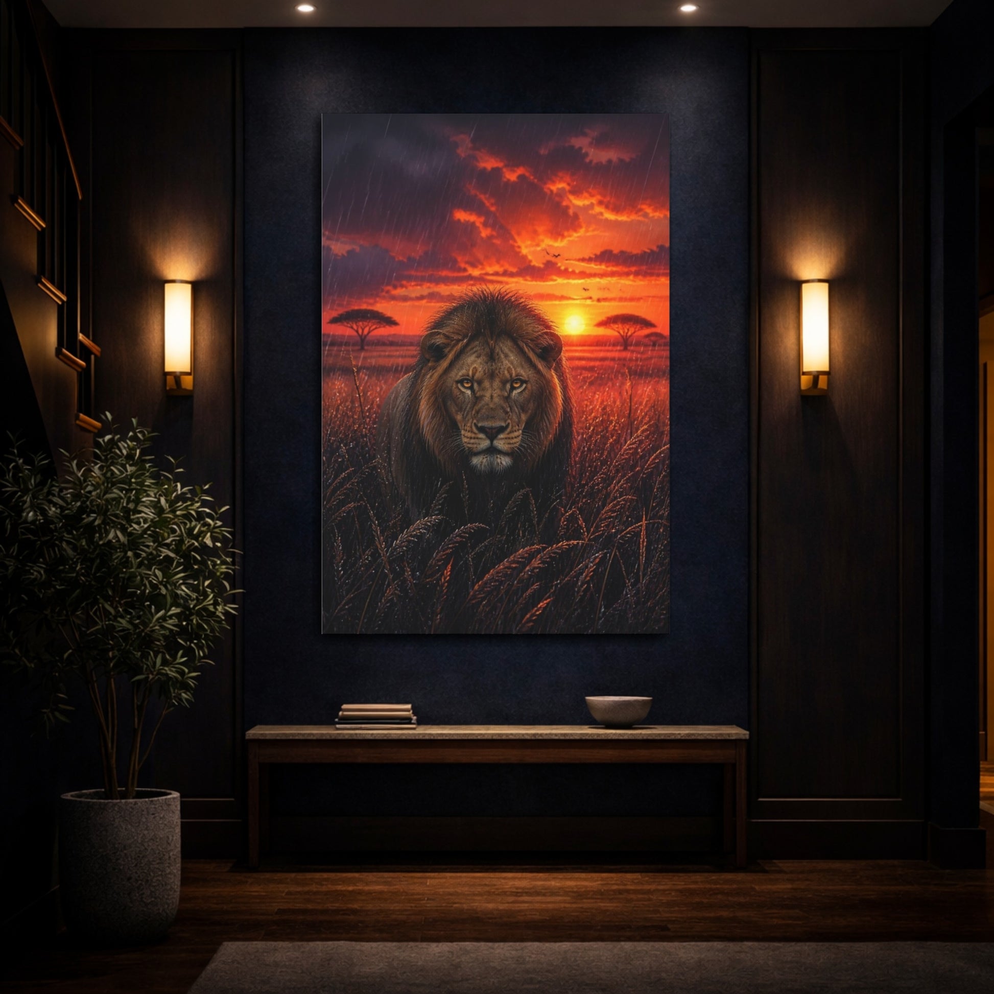 Mockup 4. Majestic Lion Animals shown as canvas print