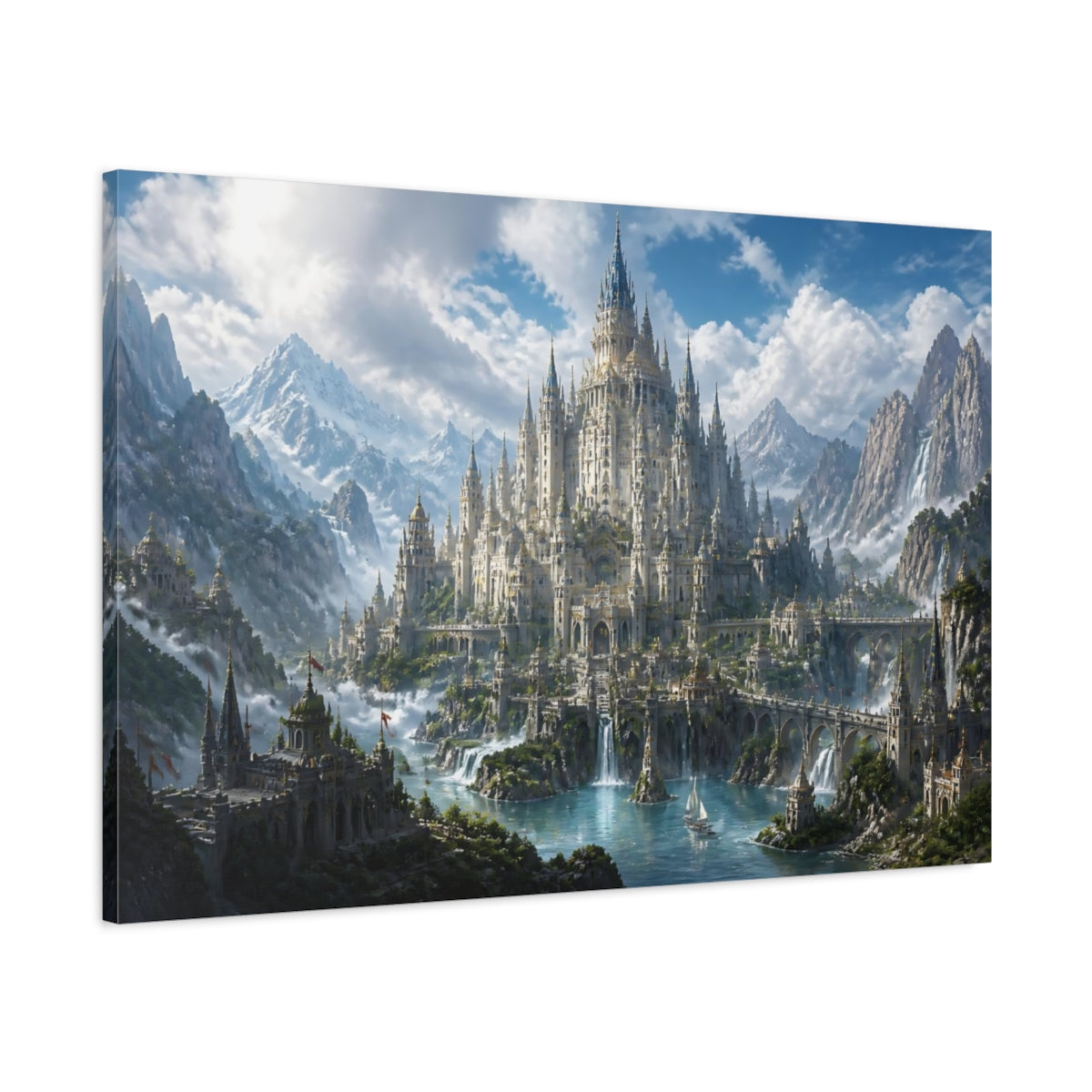 Main Mockup. Majestic Mountain Castle shown as canvas print