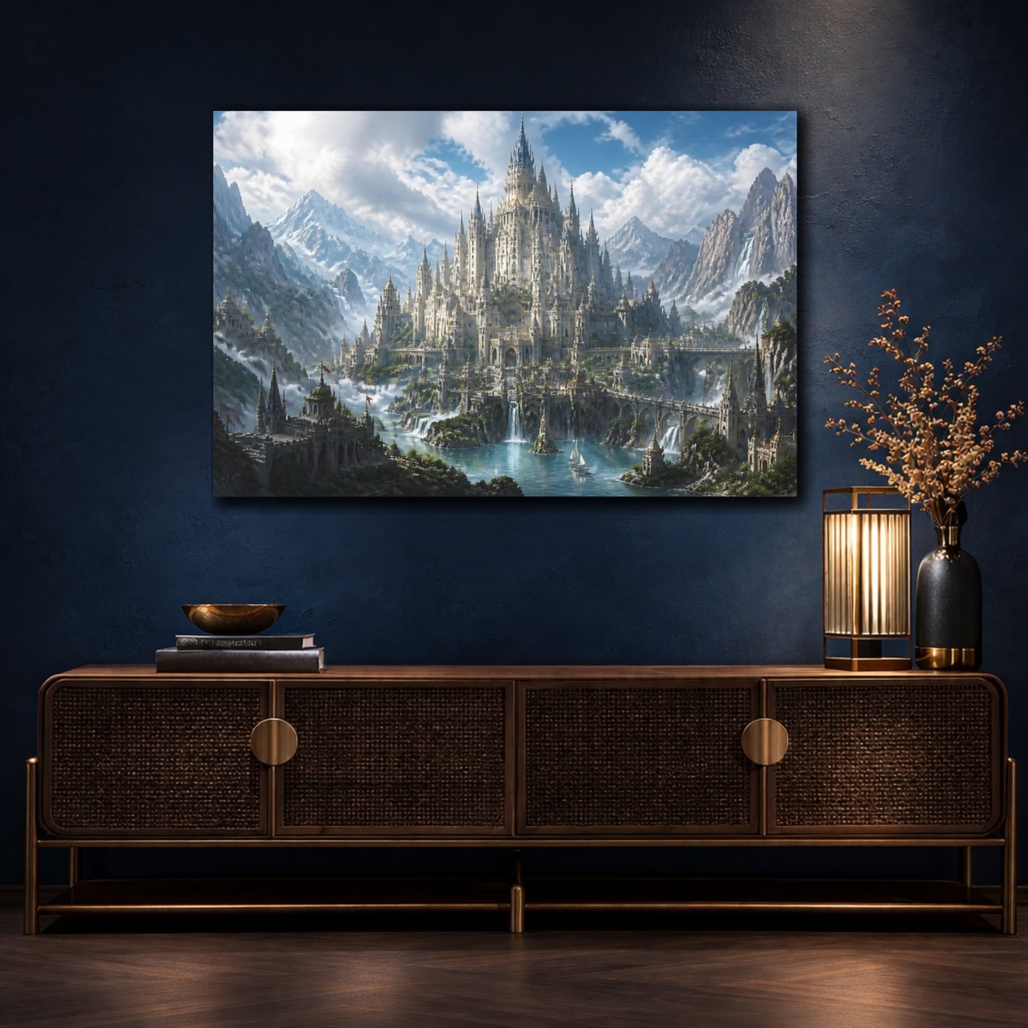 Mockup 4. Majestic Mountain Castle shown as canvas print