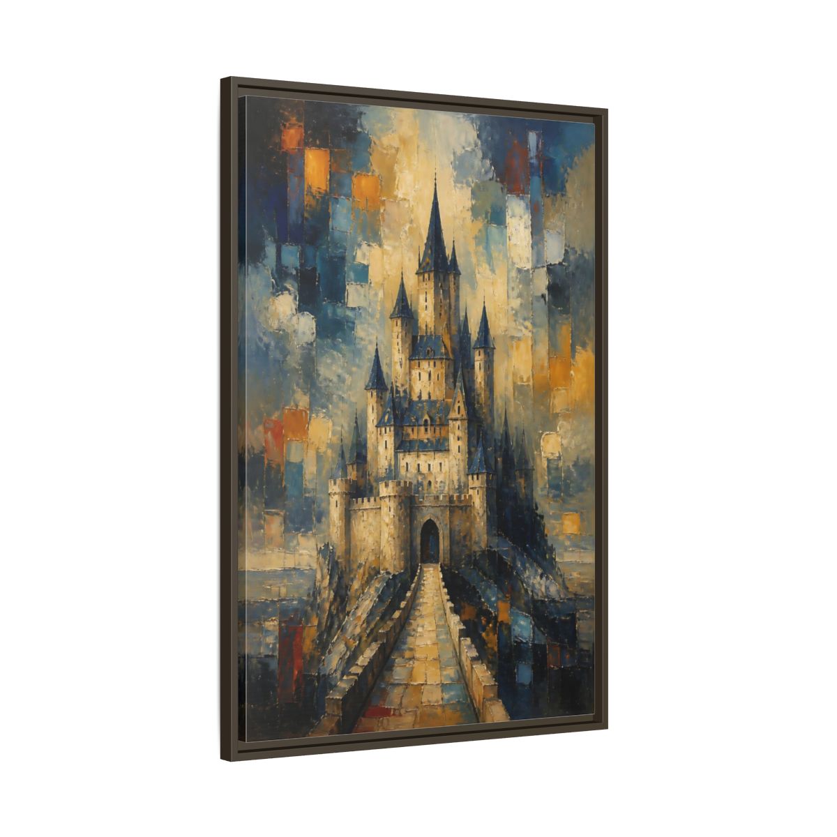 Main Mockup. Majestic Stone Castle shown as framed canvas print