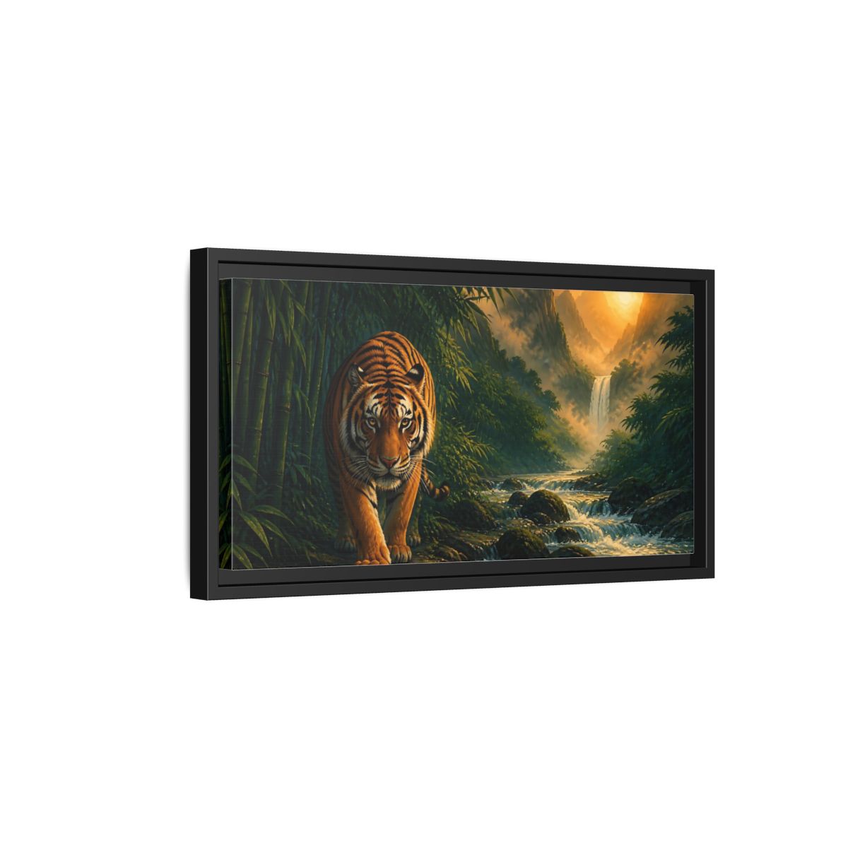 Side Mockup 8. Majestic Tiger Animals Art shown as framed canvas print