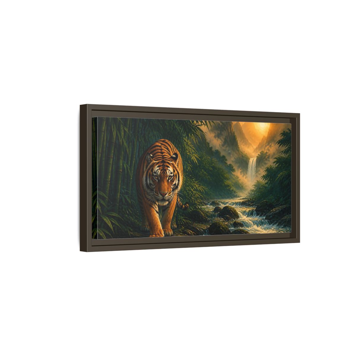 Side Mockup 7. Majestic Tiger Animals Art shown as framed canvas print