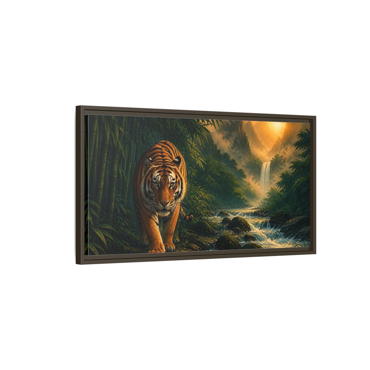 Main Mockup. Majestic Tiger Animals Art shown as framed canvas print