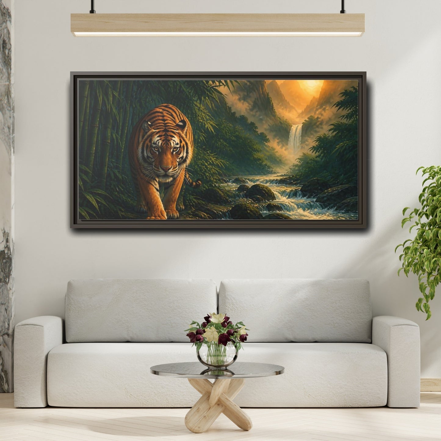 Mockup 2. Majestic Tiger Animals Art shown as framed canvas print