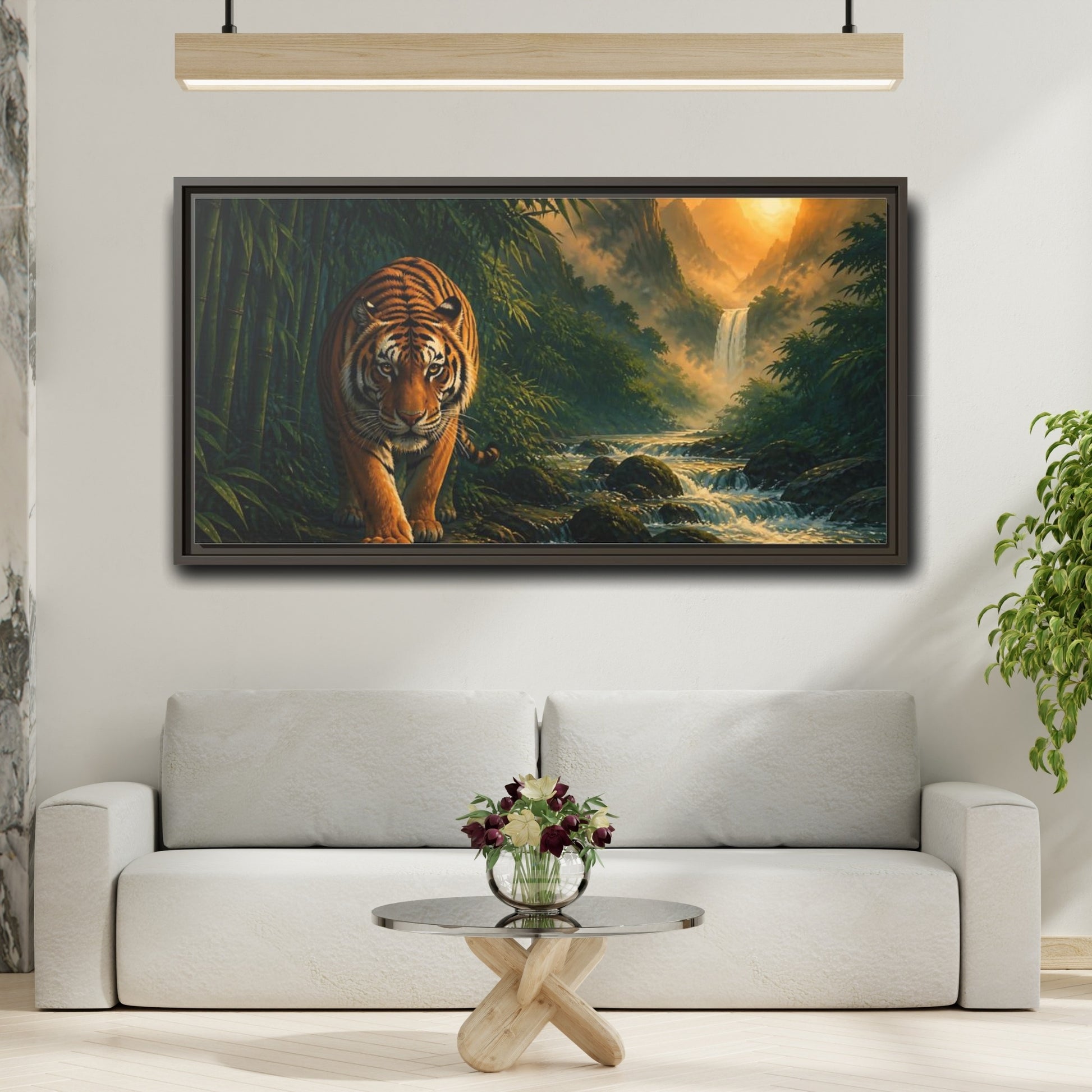 Mockup 2. Majestic Tiger Animals Art shown as framed canvas print