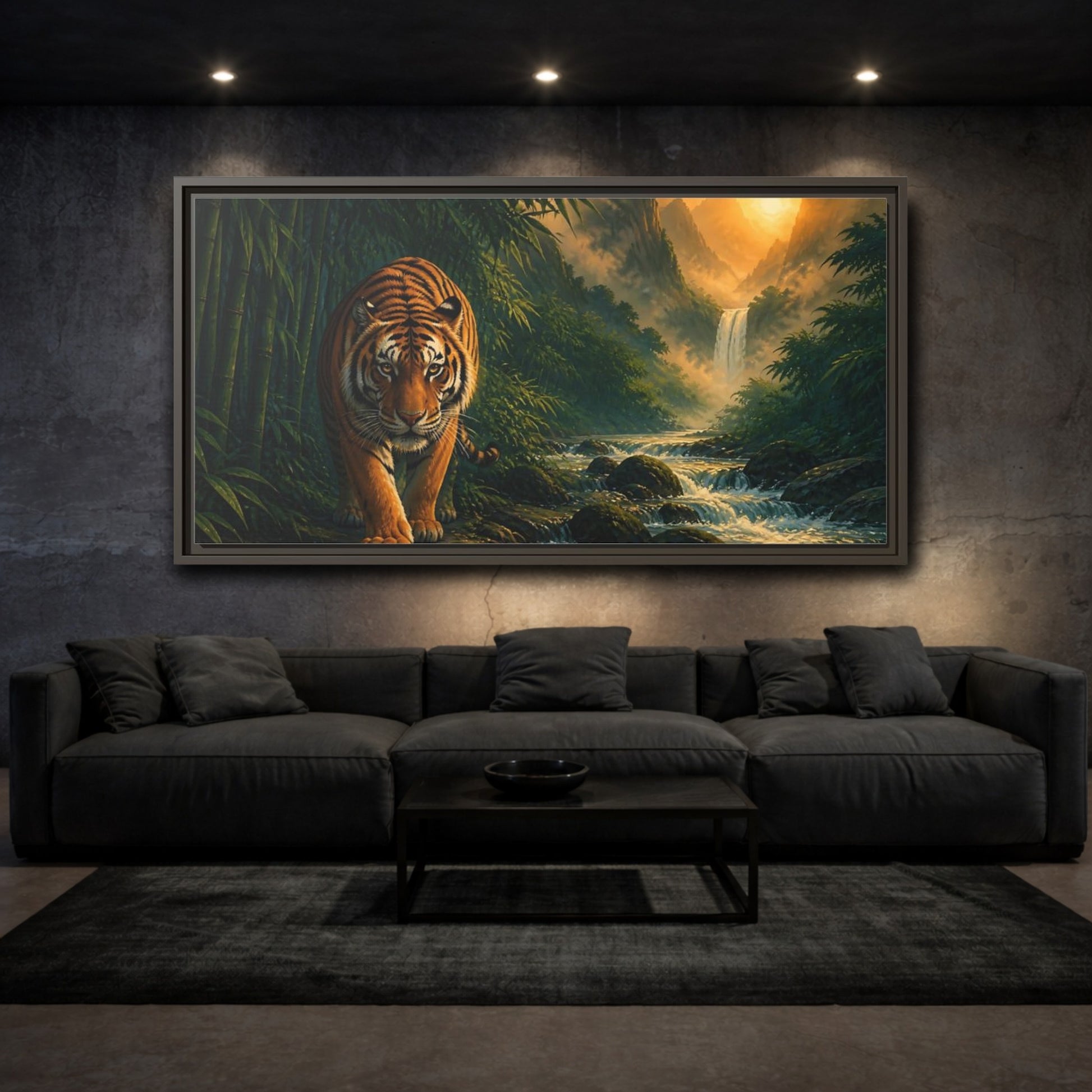 Mockup 3. Majestic Tiger Animals Art shown as framed canvas print