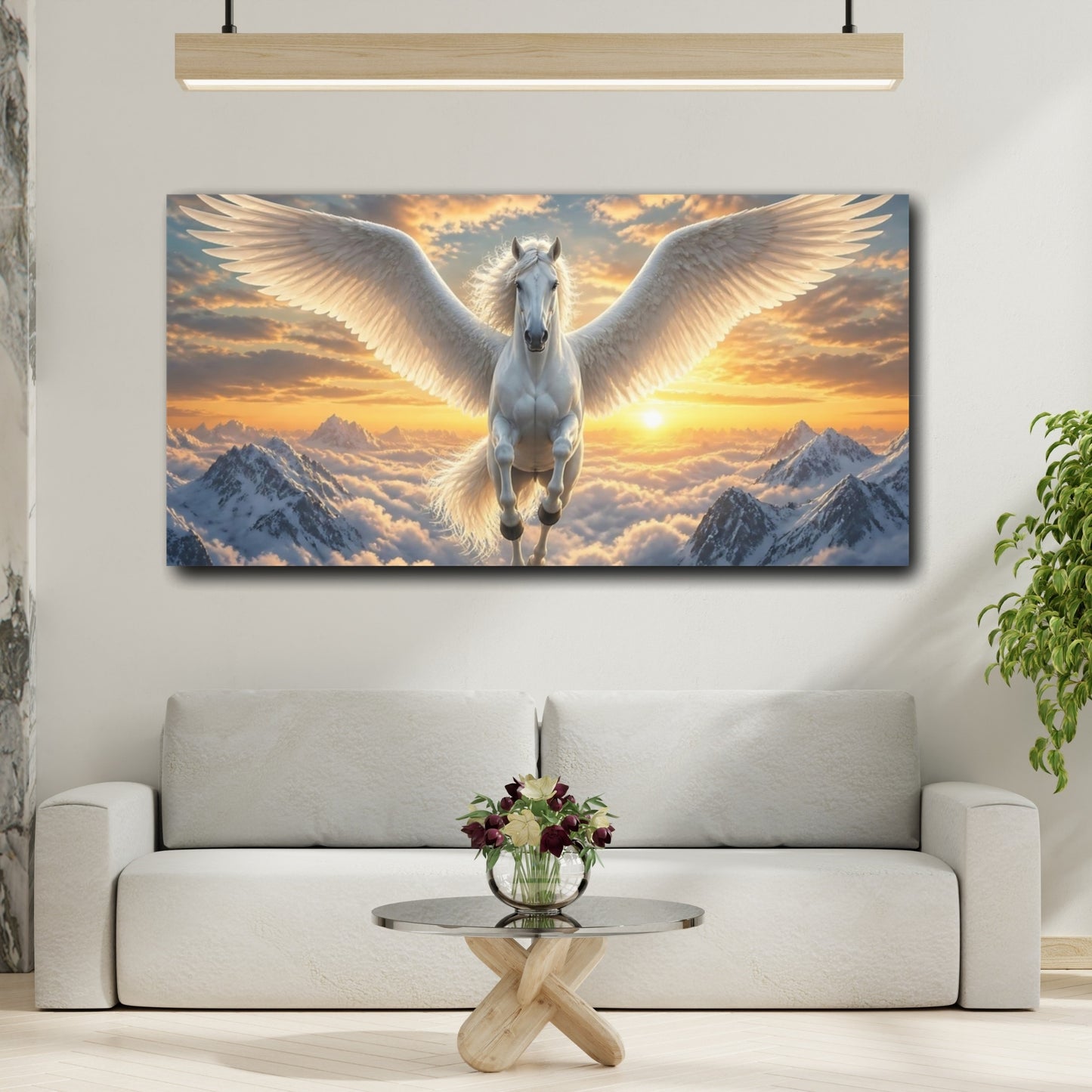 Mockup 2. Majestic White Pegasus shown as canvas print