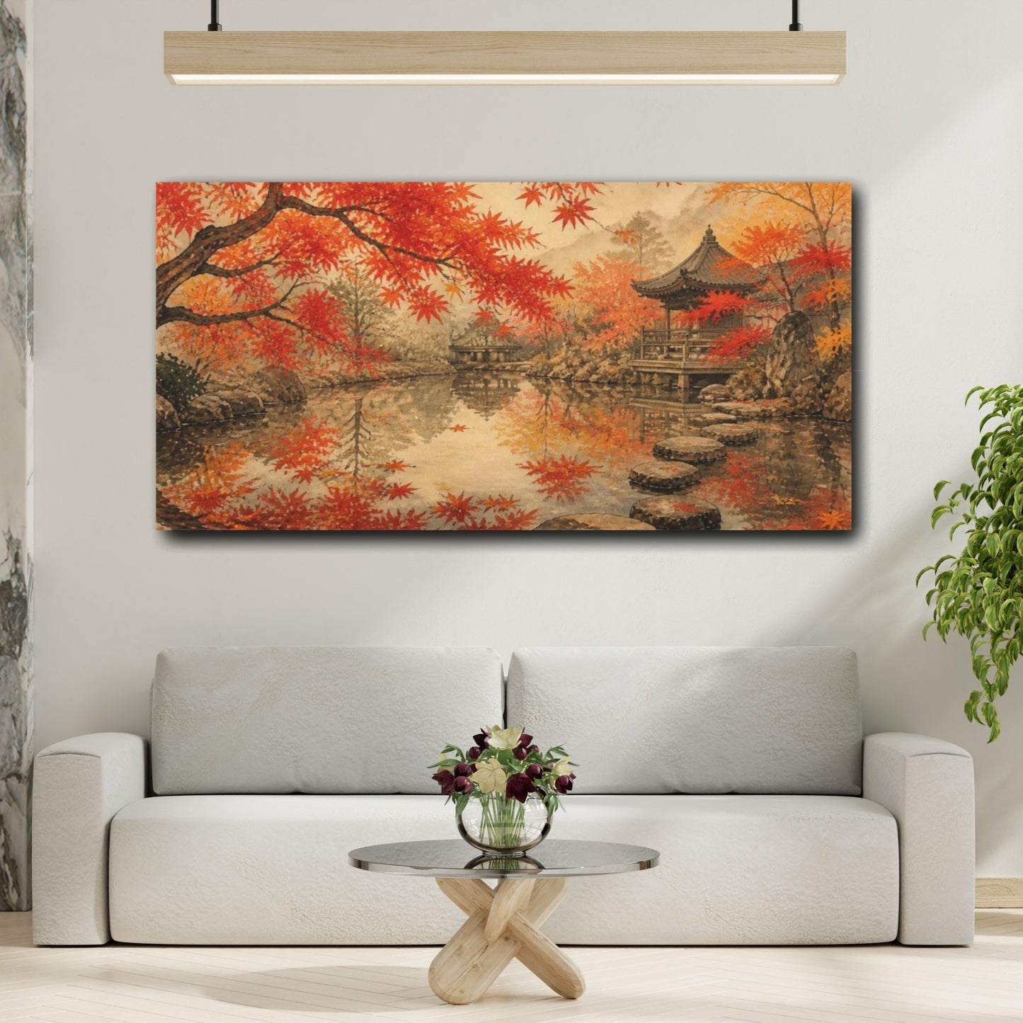 Mockup 2. Maple Canopy At Temple Pond shown as canvas print