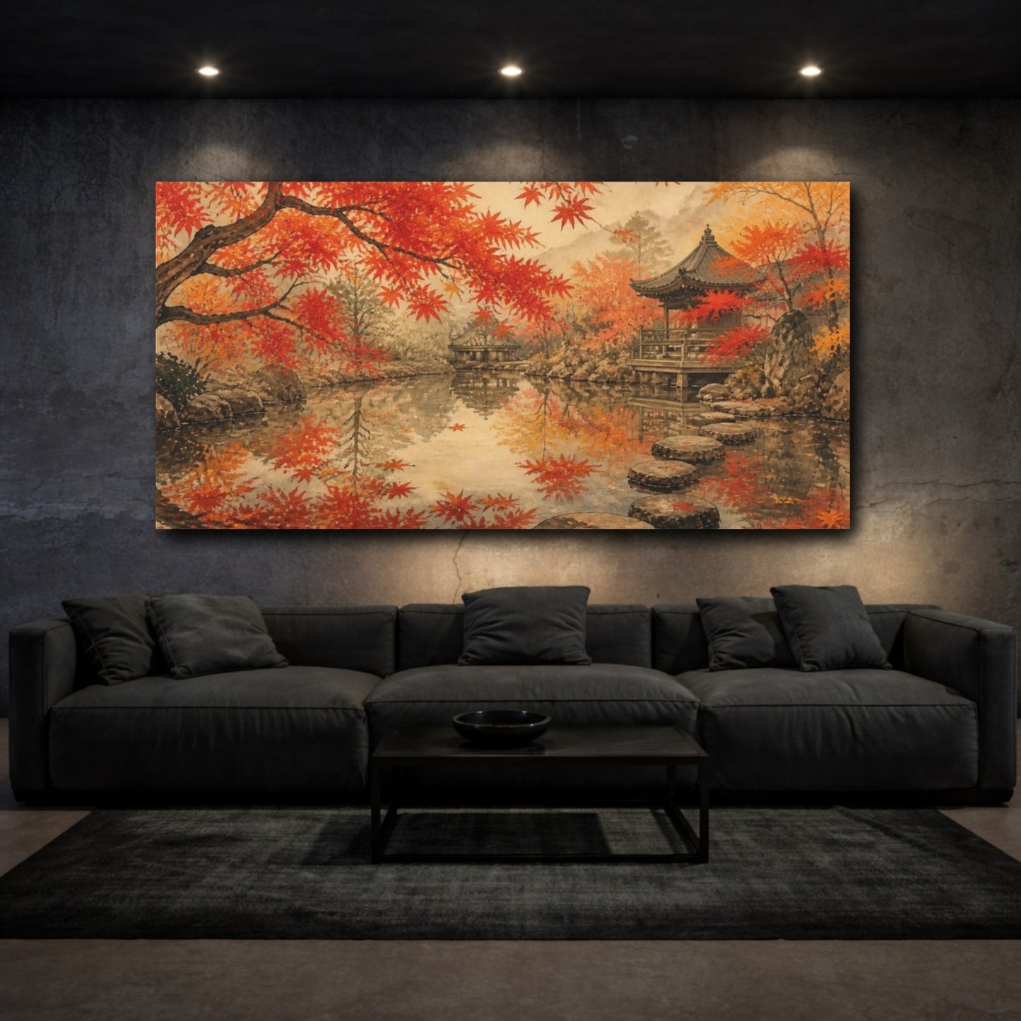 Mockup 3. Maple Canopy At Temple Pond shown as canvas print