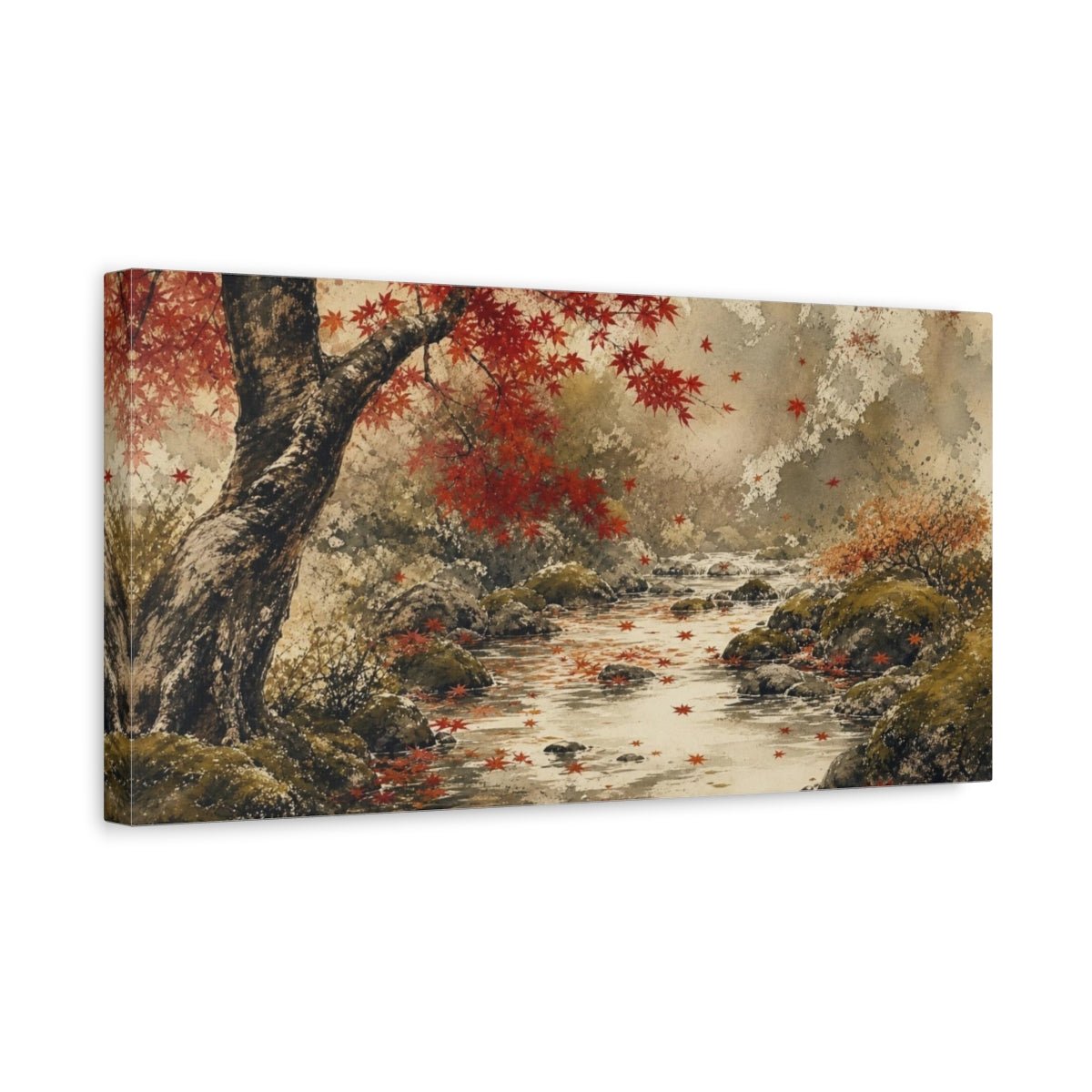 Maple Tree Nature Autumn Leaves Canvas Print – Living Room, Above Fireplace - YesArtYes