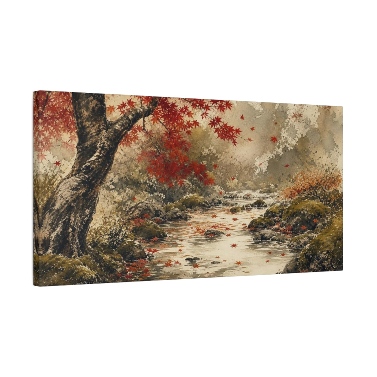Side Mockup 1. Maple Tree Nature Autumn Leaves shown as canvas print