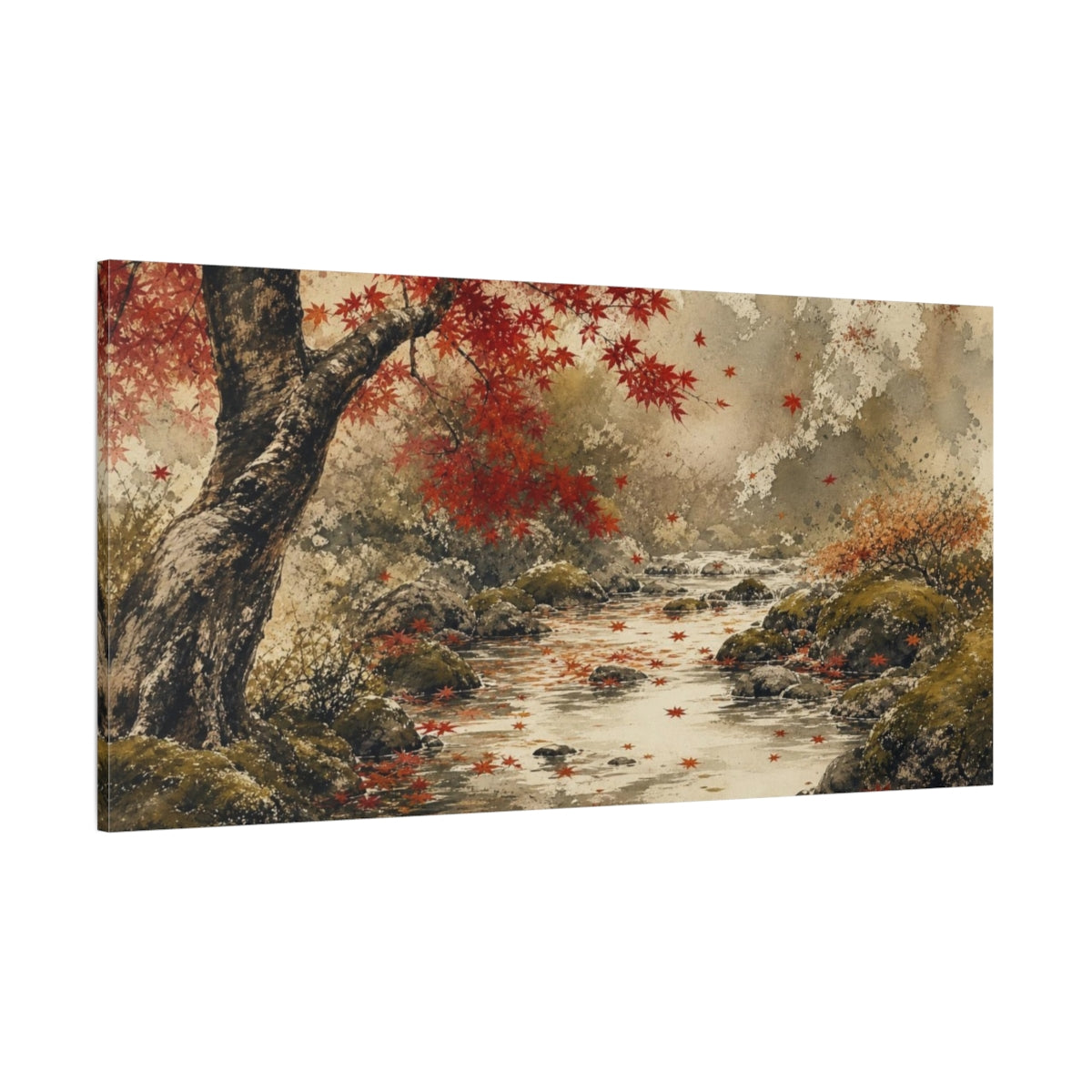 Side Mockup 2. Maple Tree Nature Autumn Leaves shown as canvas print