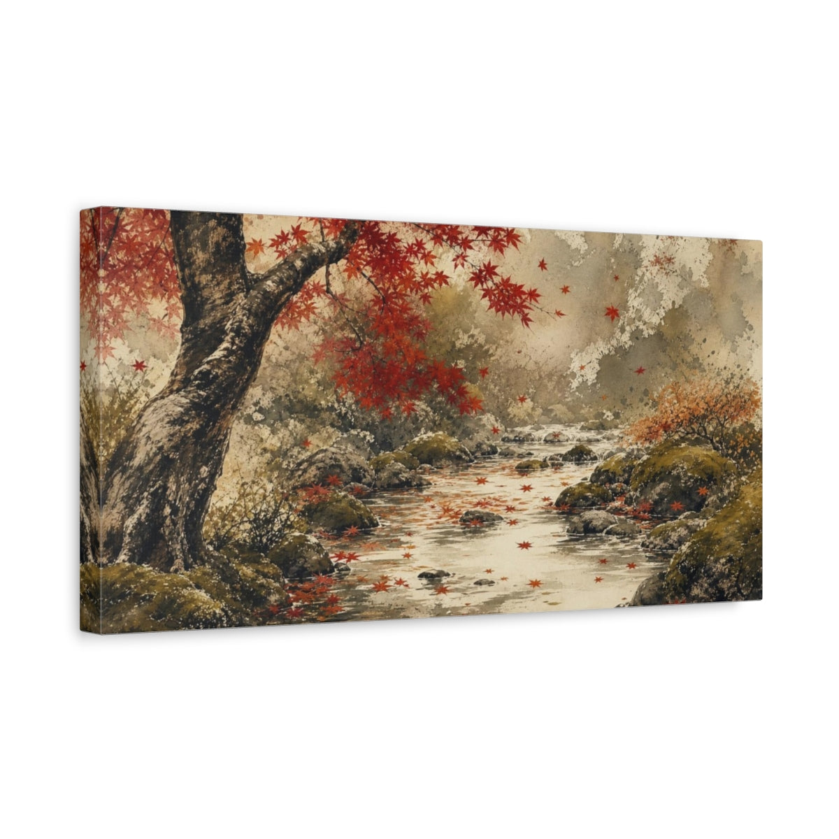 Side Mockup 3. Maple Tree Nature Autumn Leaves shown as canvas print